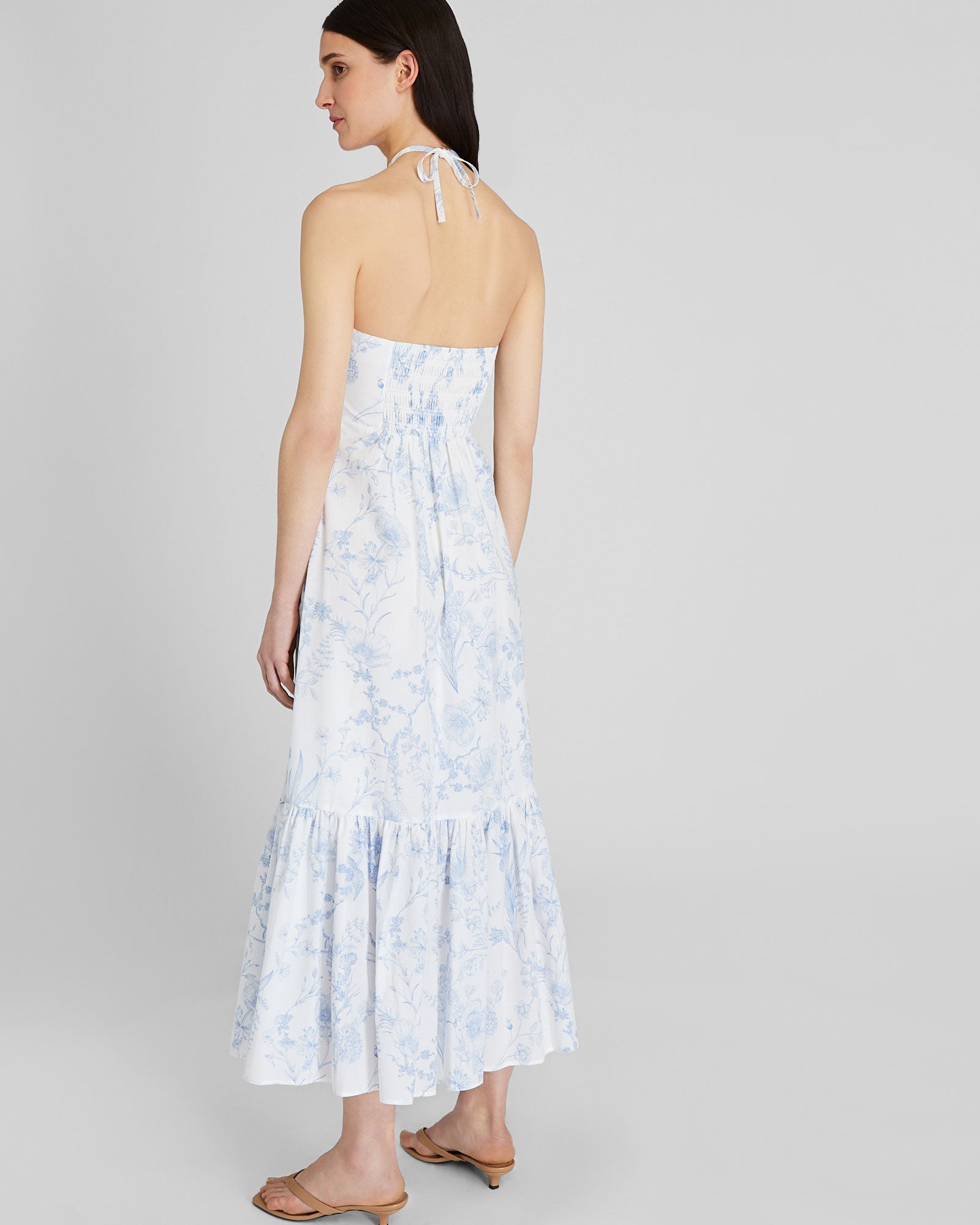 CLUB MONACO - Toile Print Halter Maxi Dress - Blue Mix