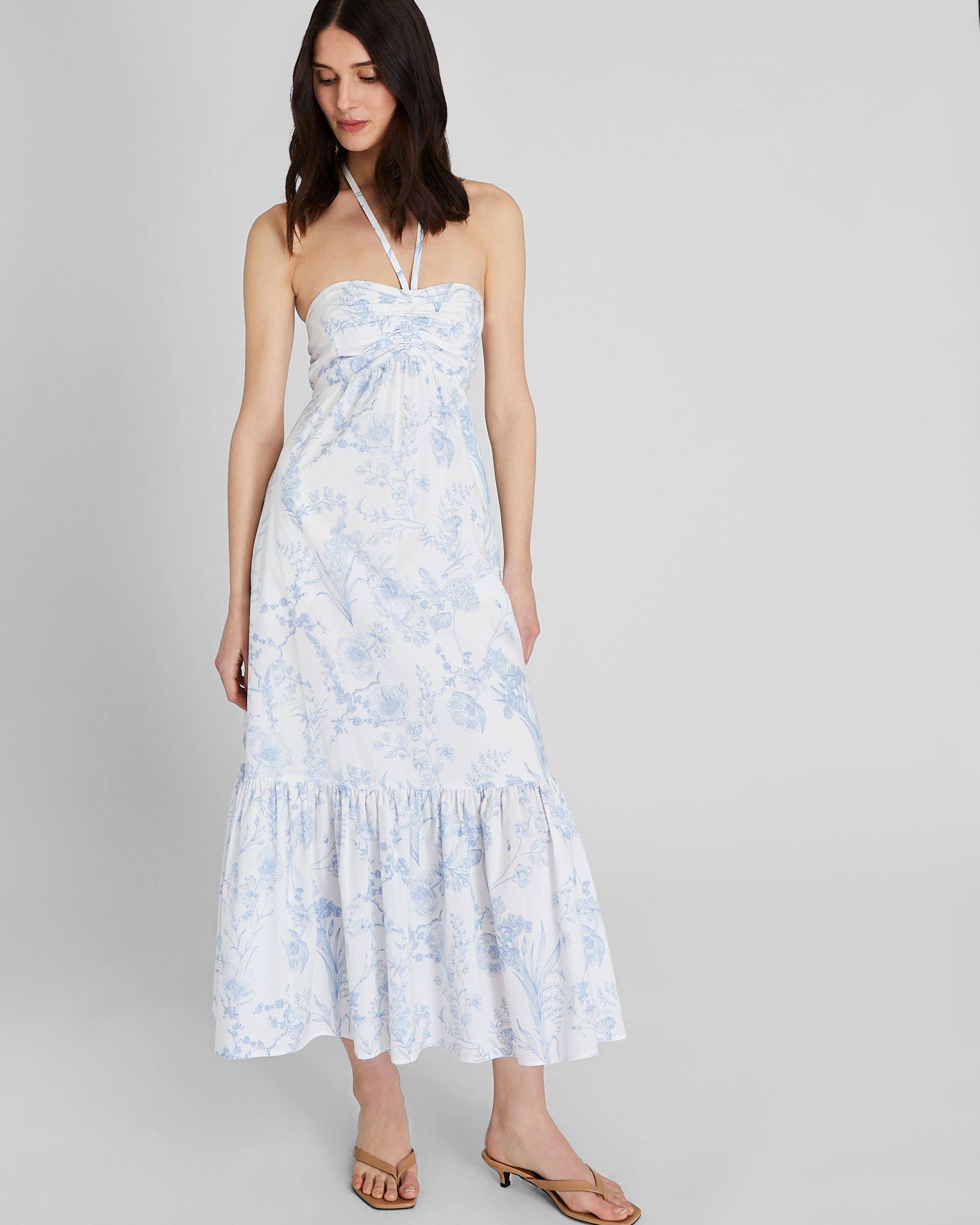 CLUB MONACO - Toile Print Halter Maxi Dress - Blue Mix