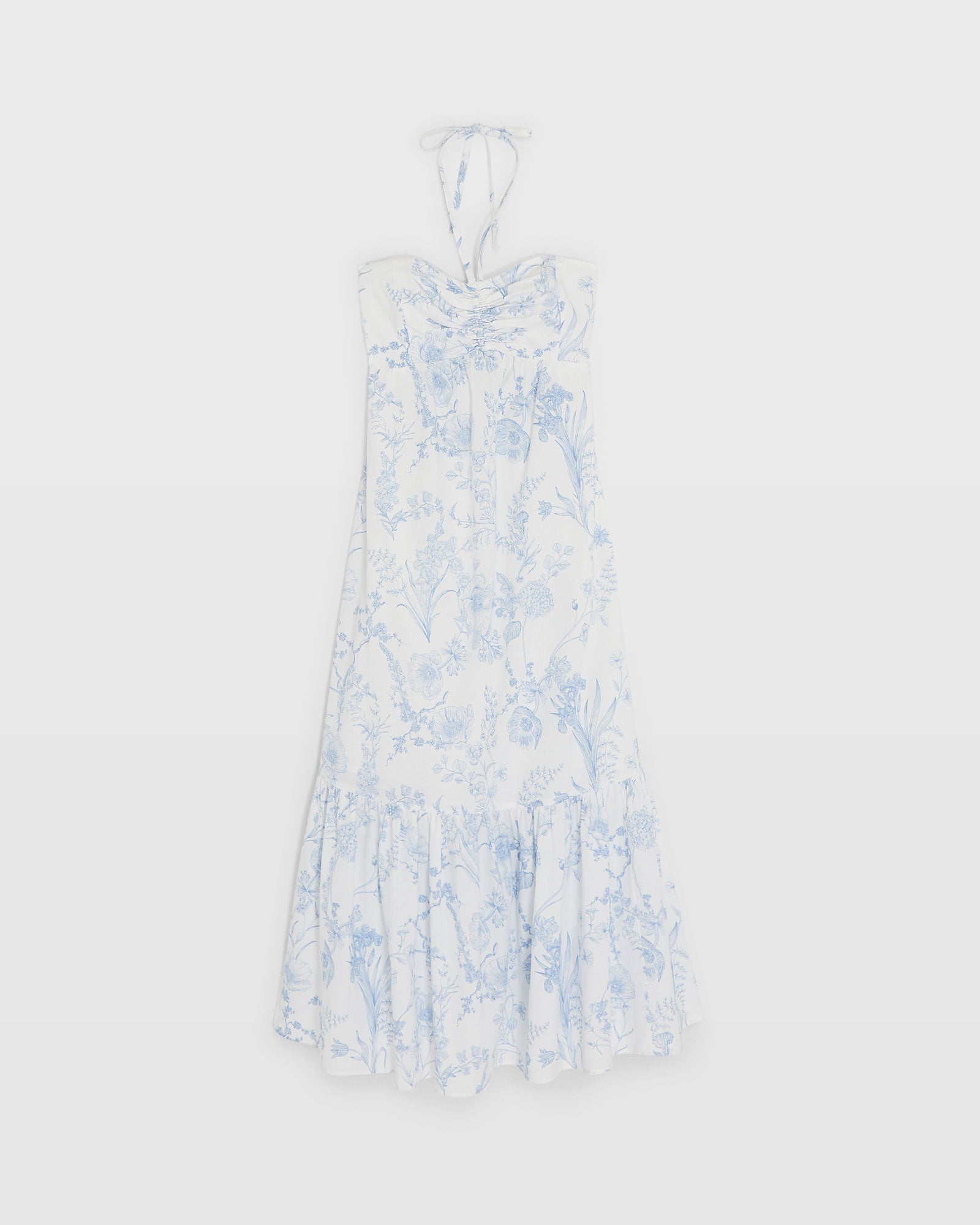 CLUB MONACO - Toile Print Halter Maxi Dress - Blue Mix