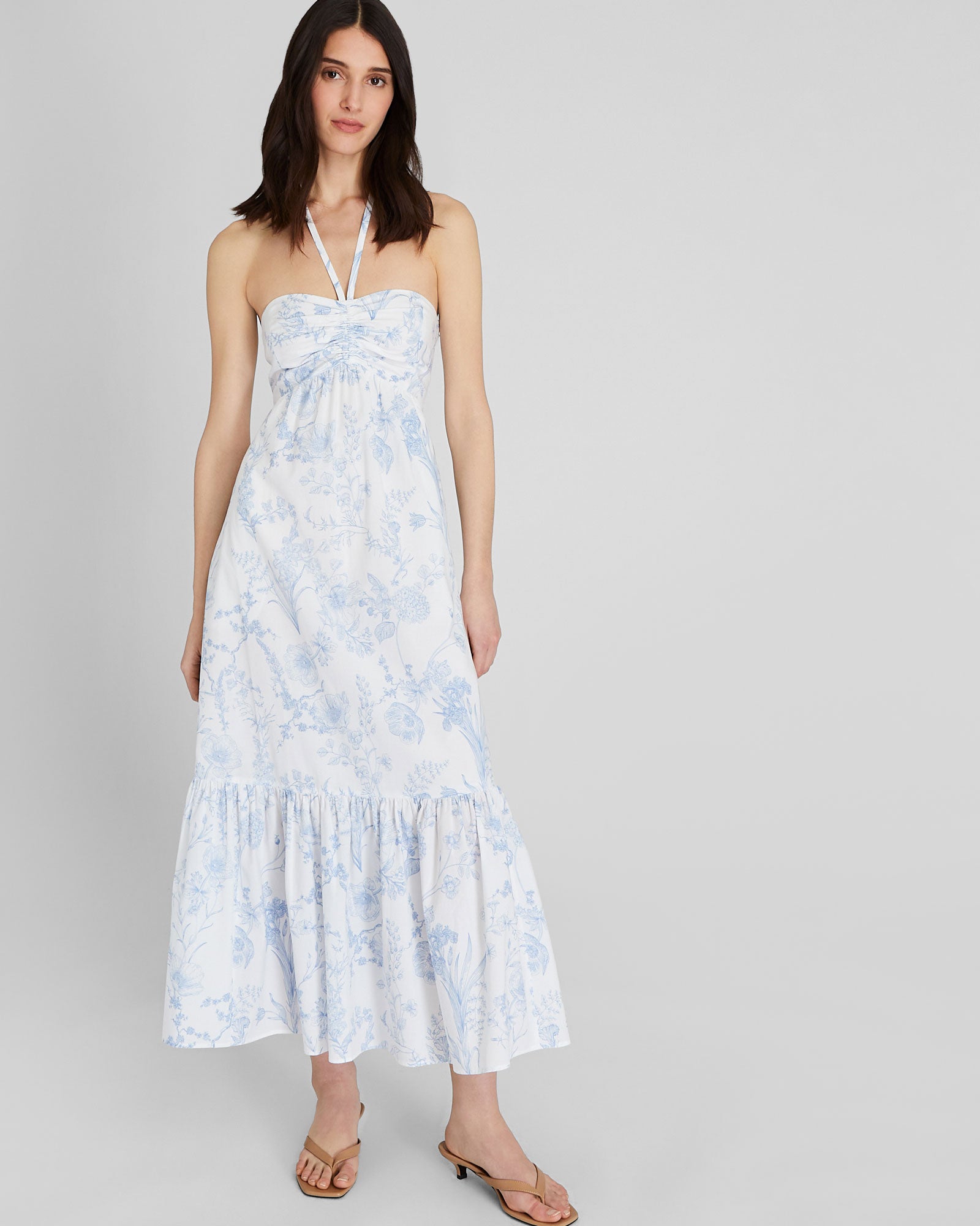 CLUB MONACO - Toile Print Halter Maxi Dress - Blue Mix