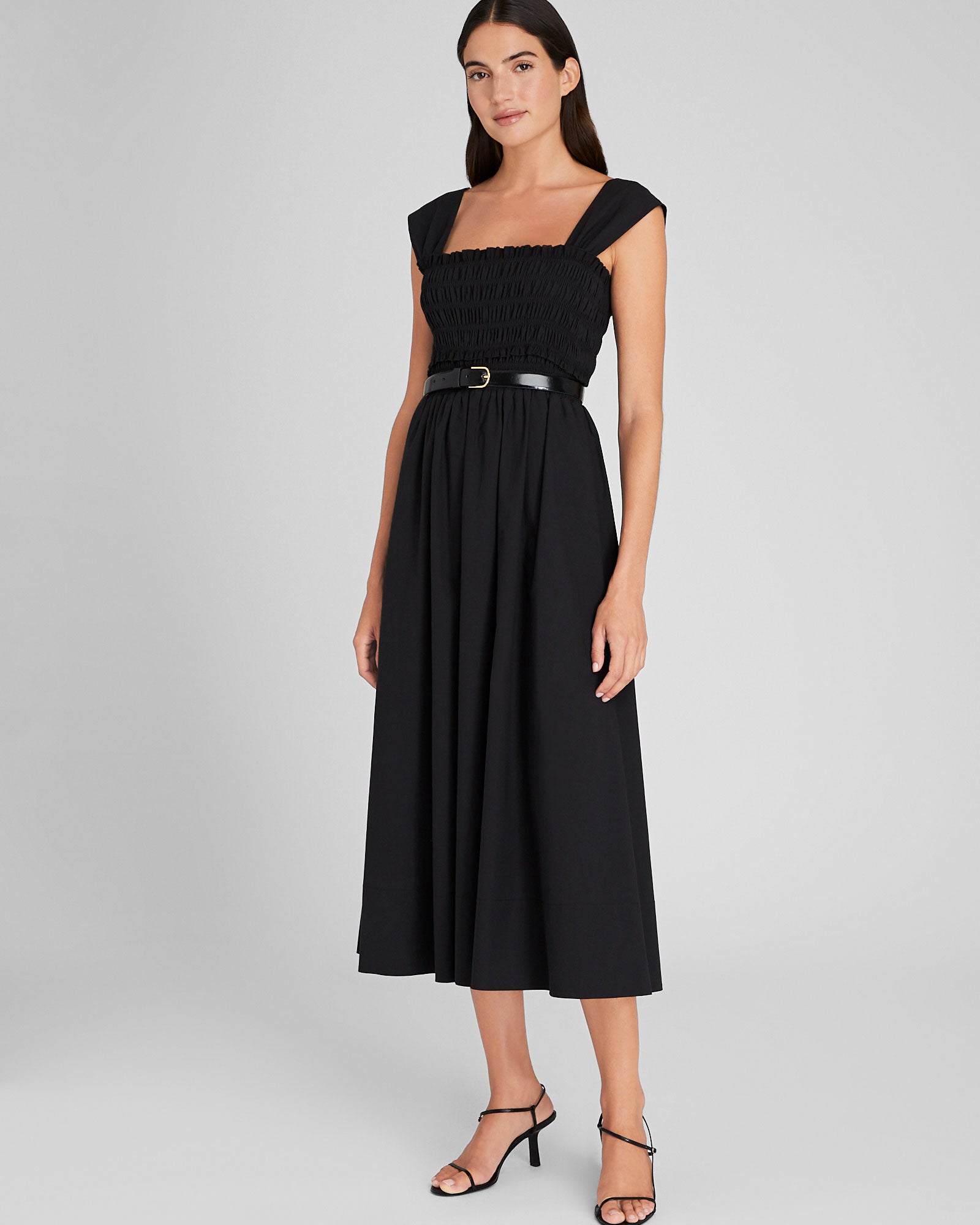 CLUB MONACO - Robe longue à corsage froncé - Noir