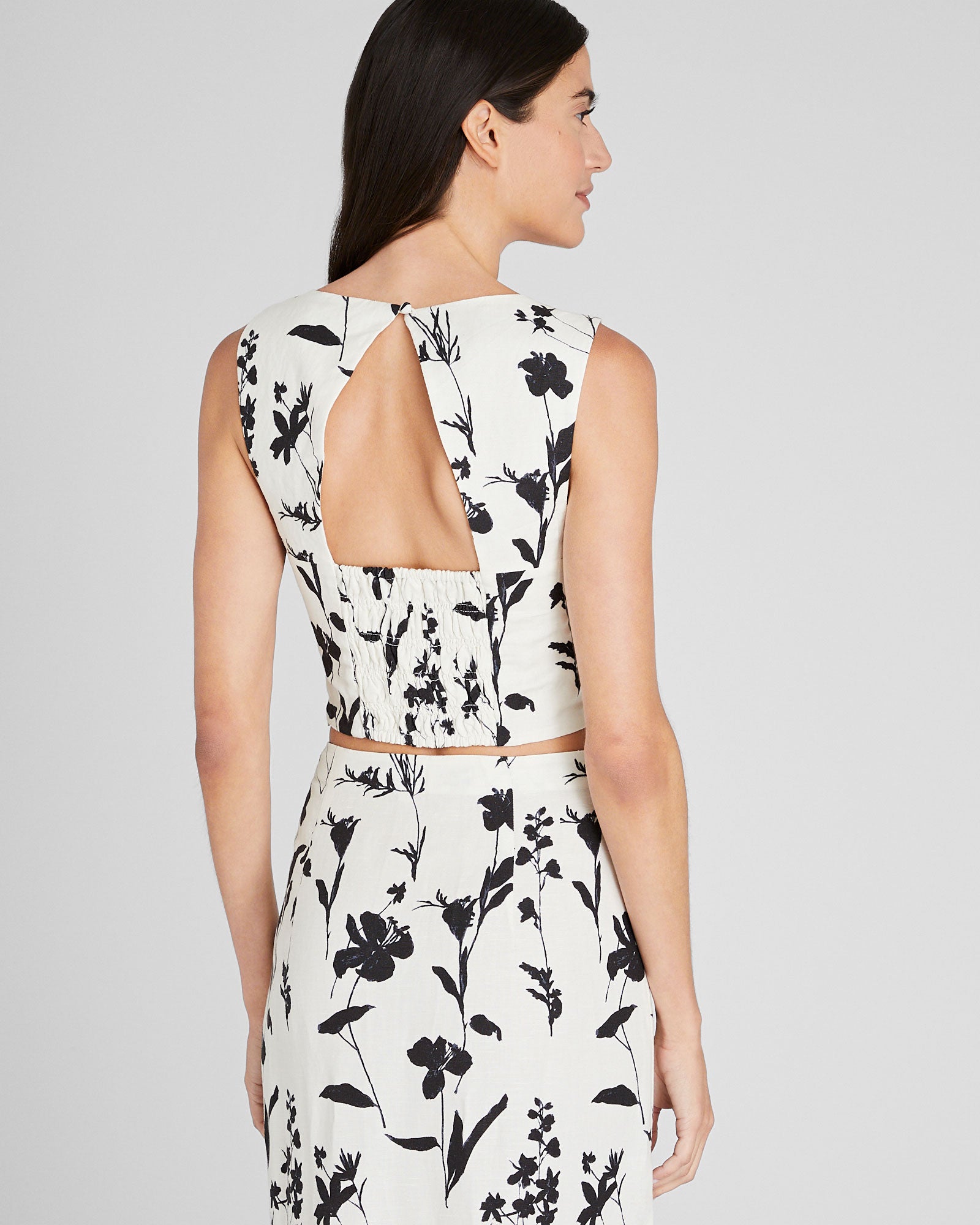 CLUB MONACO - Haut imprimé à col en V - Blanc-noir
