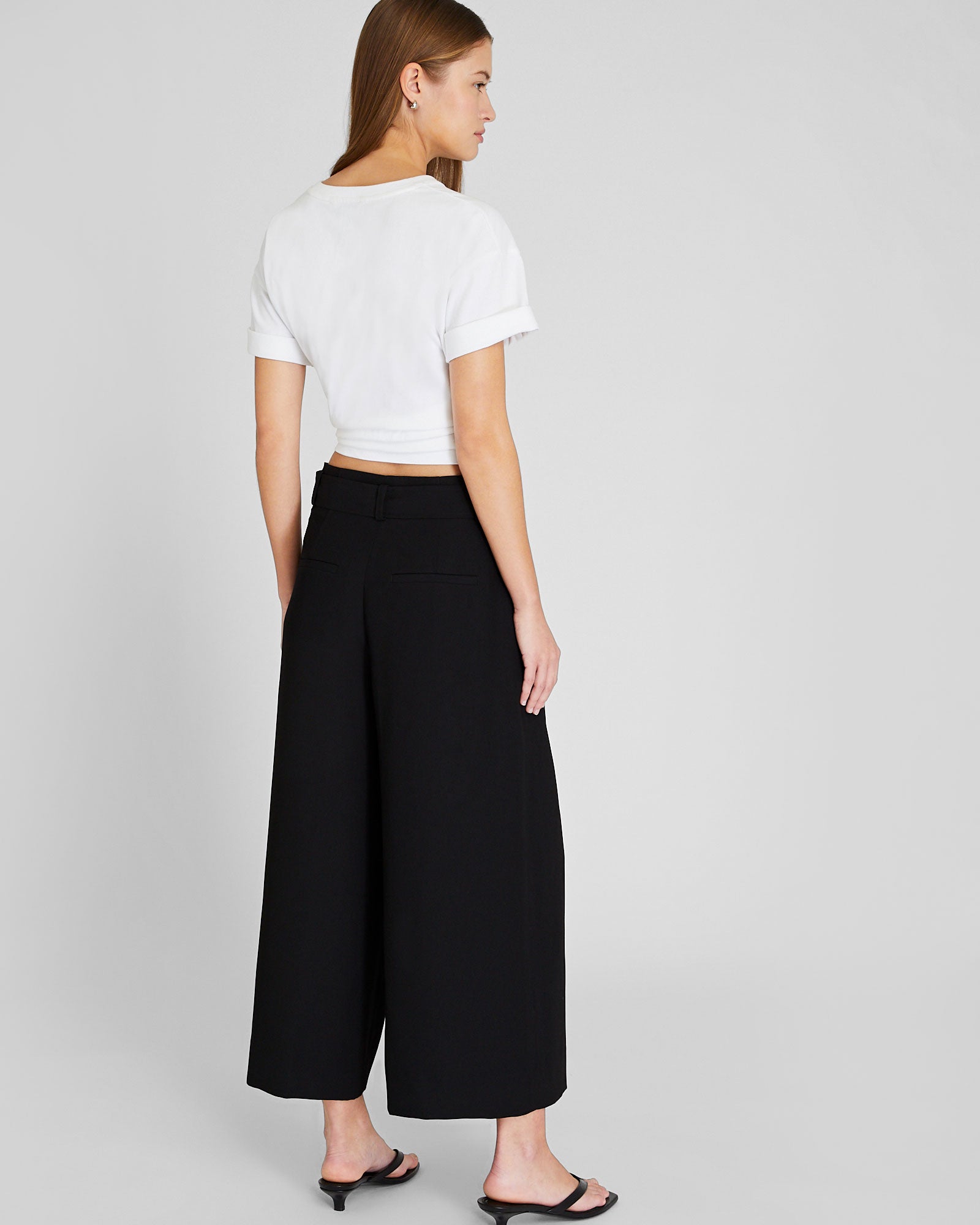 CLUB MONACO - Crepe Tie Waist Culotte - Black