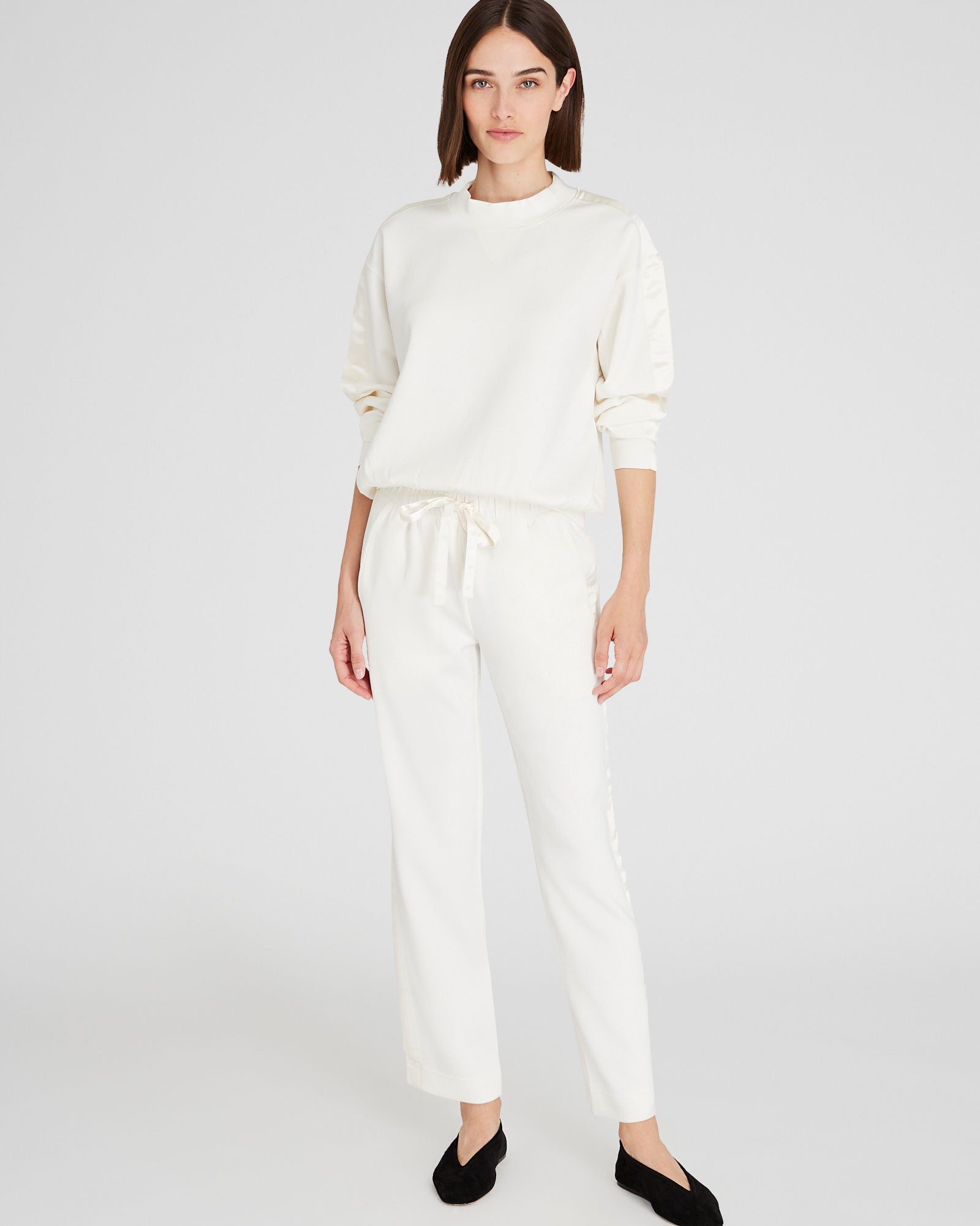 CLUB MONACO - Chandail avec rayure en satin - Blanc Antique