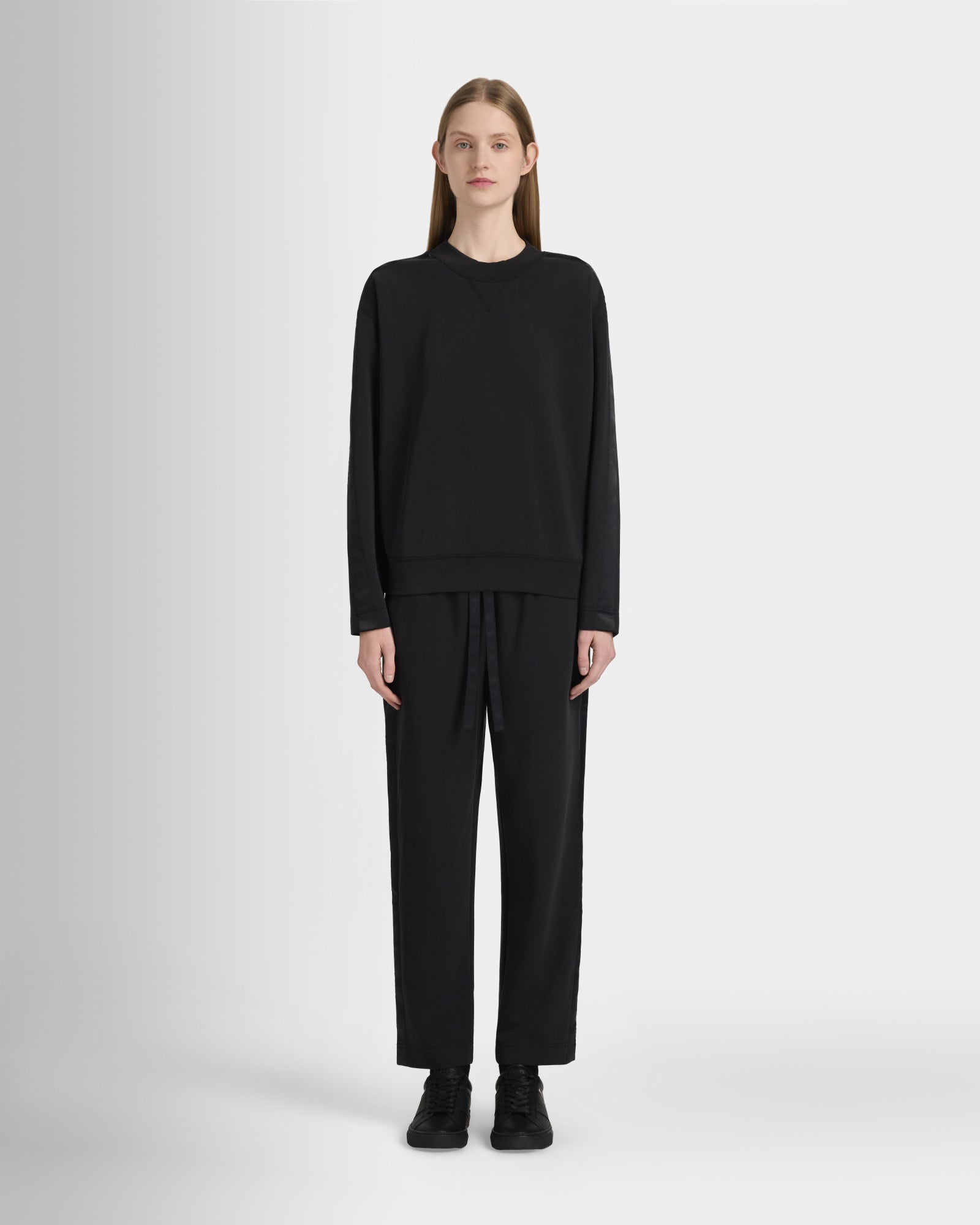 Club Monaco - Satin Stripe Sweatshirt - Black