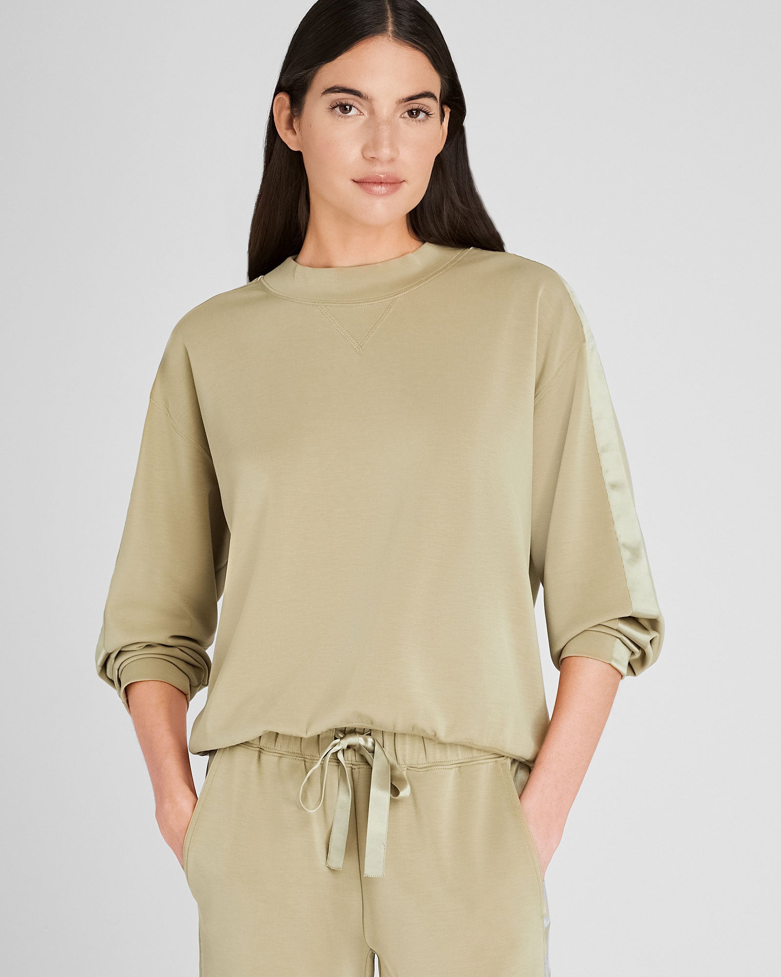 CLUB MONACO - Satin Stripe Sweatshirt - Thyme