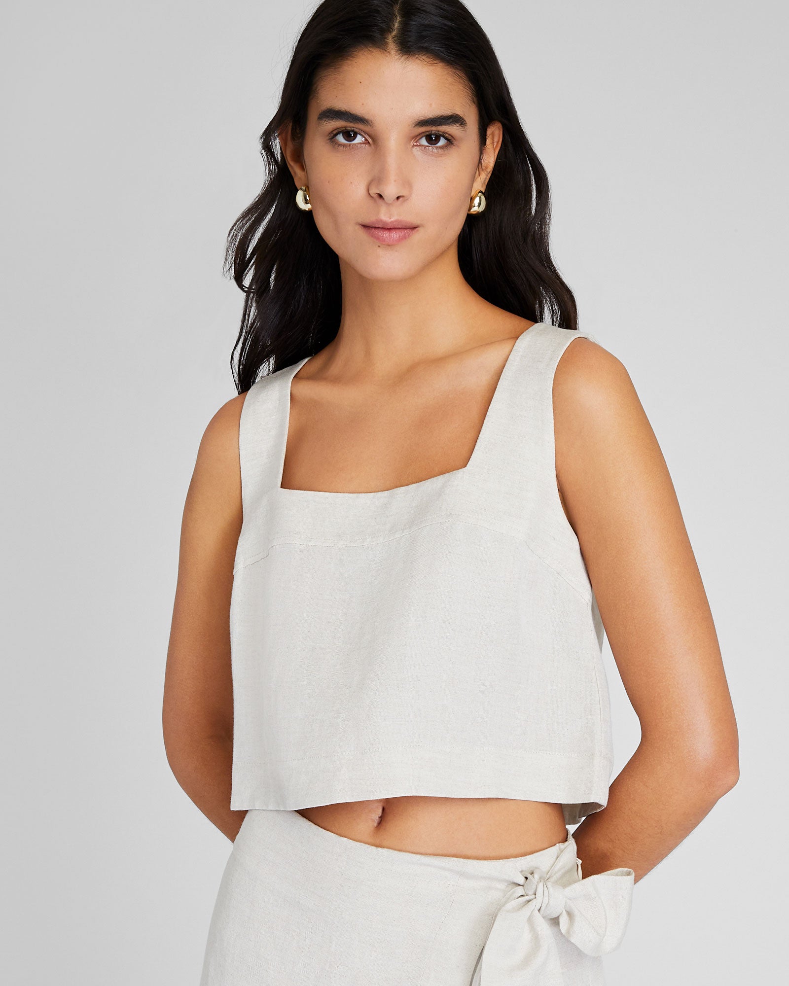 CLUB MONACO - Linen Blend Shell Top - Flaxseed