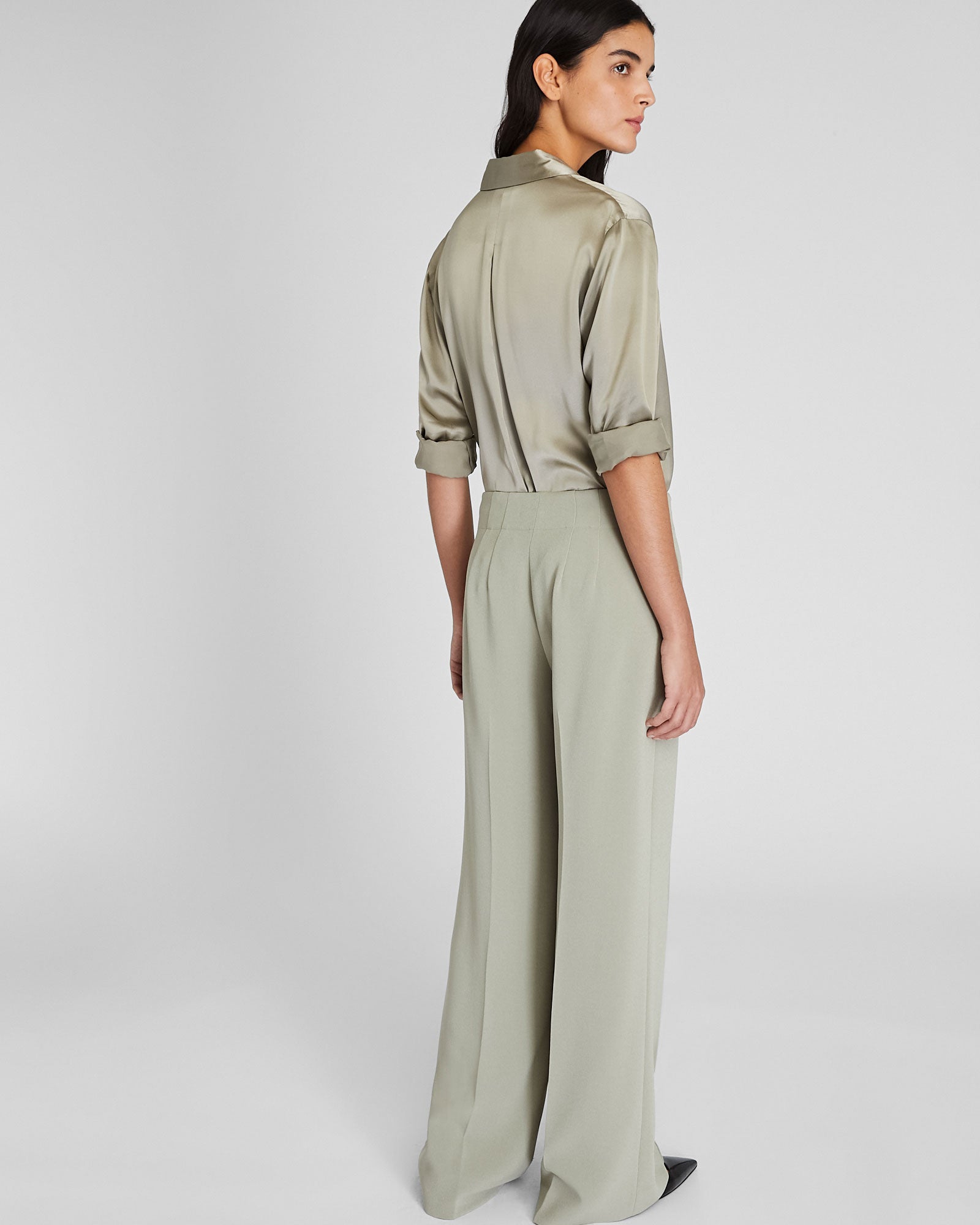 CLUB MONACO - Pantalon fluide taille haute - Chêne