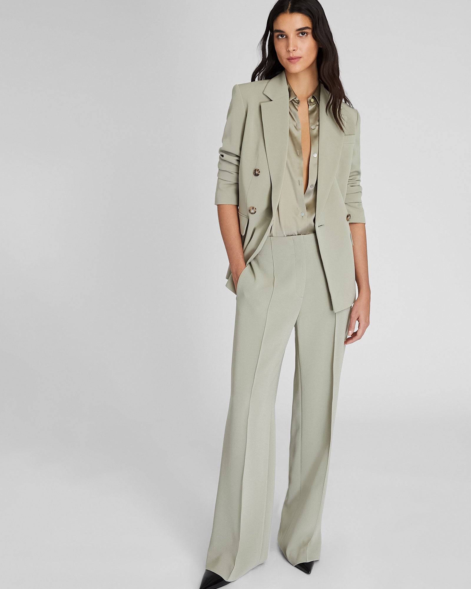 CLUB MONACO - High-Rise Fluid Crepe Trouser - Oak