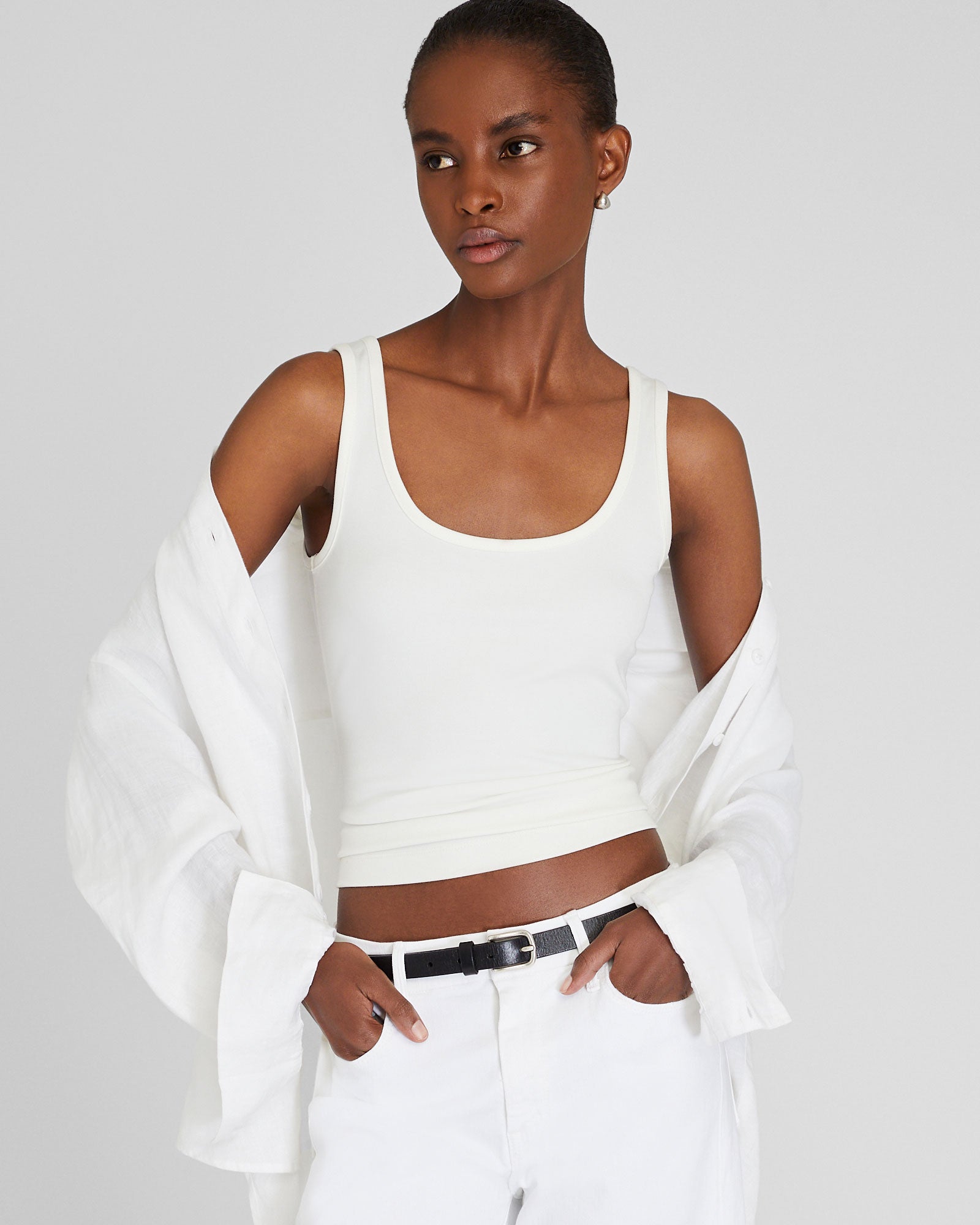CLUB MONACO - Micro Rib Tank - White