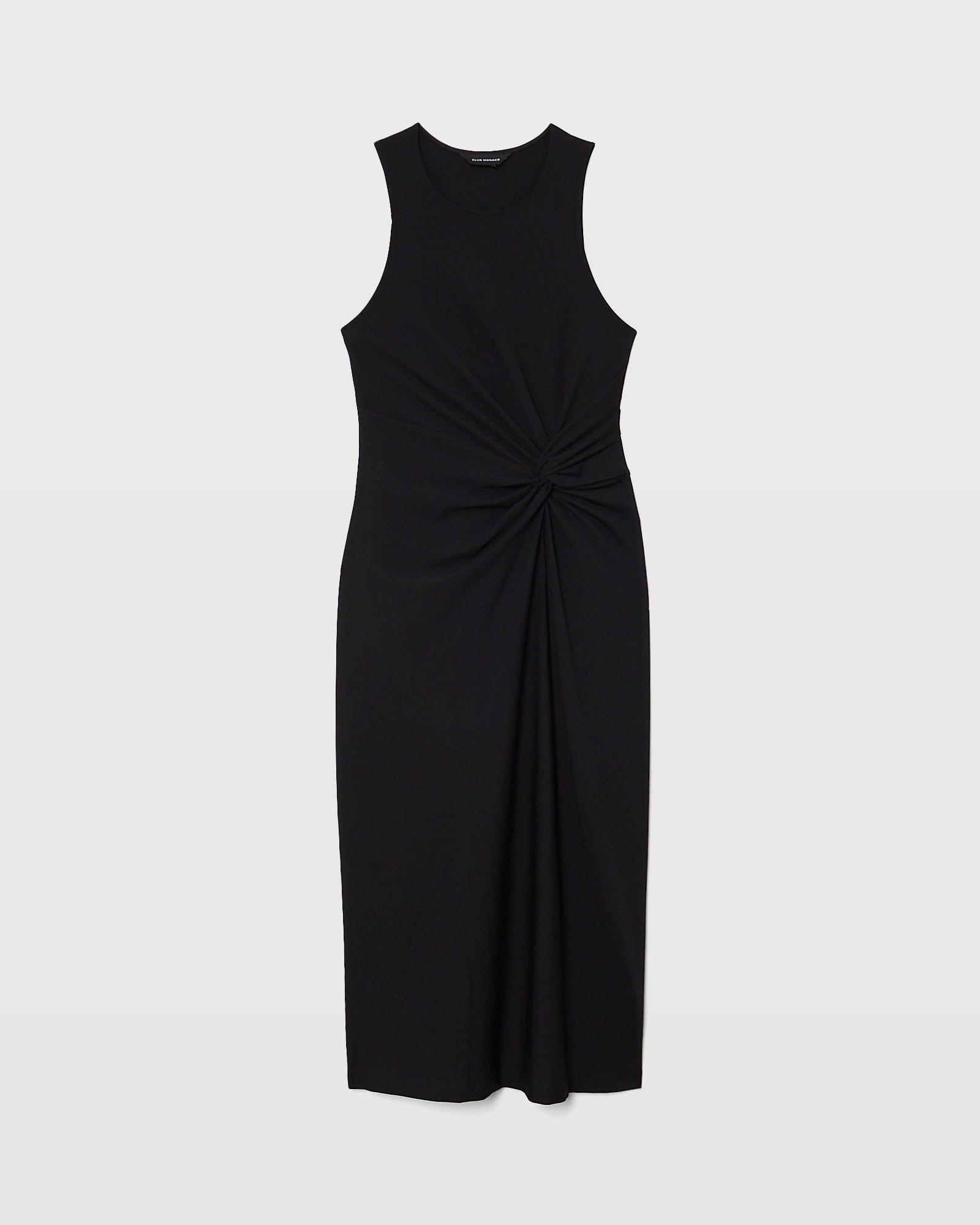 CLUB MONACO - Knit Knot Front Jersey Midi Dress - Black