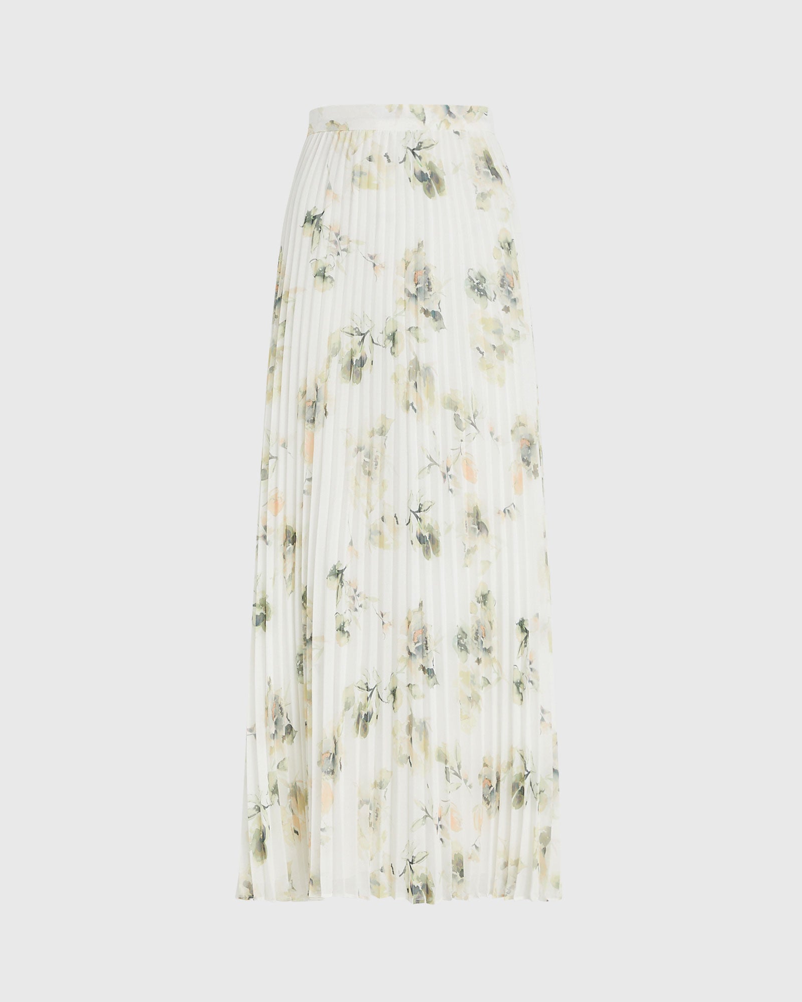 CLUB MONACO - Jupe florale plissée longue - Blanc