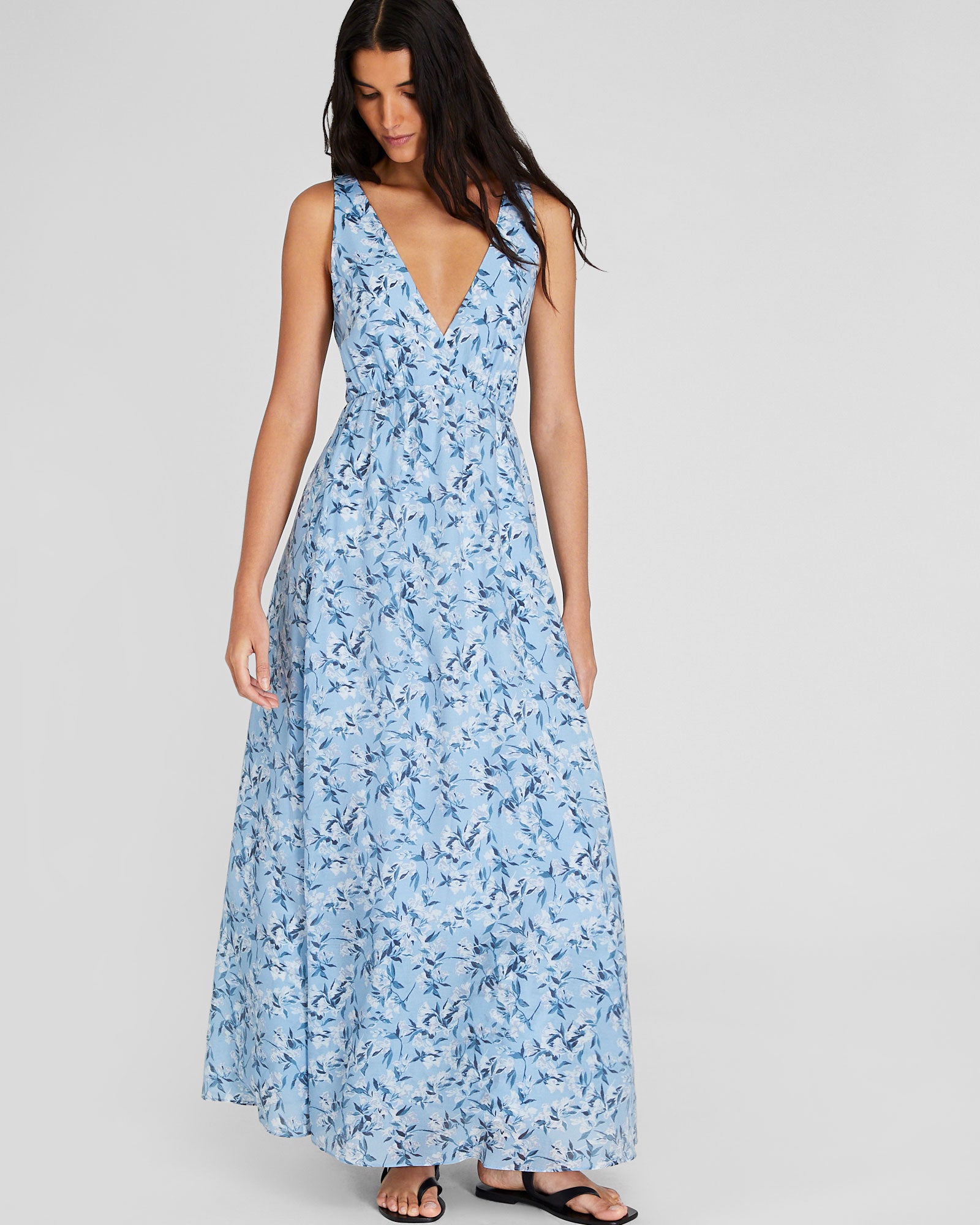 CLUB MONACO - Sleeveless Organza Maxi Dress - Blue Base