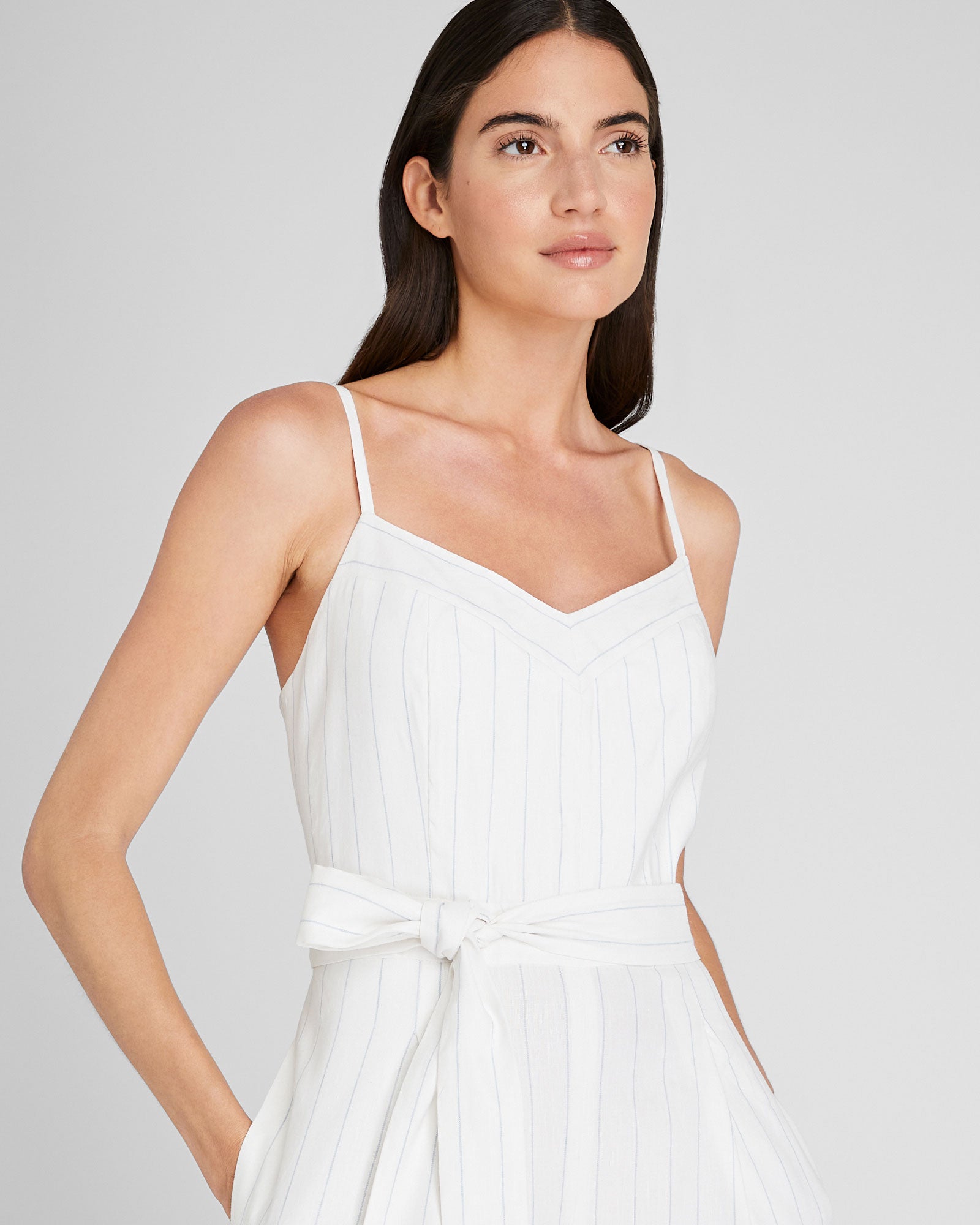 CLUB MONACO - Combinaison rayée en mélange de lin - Rayure Bleue