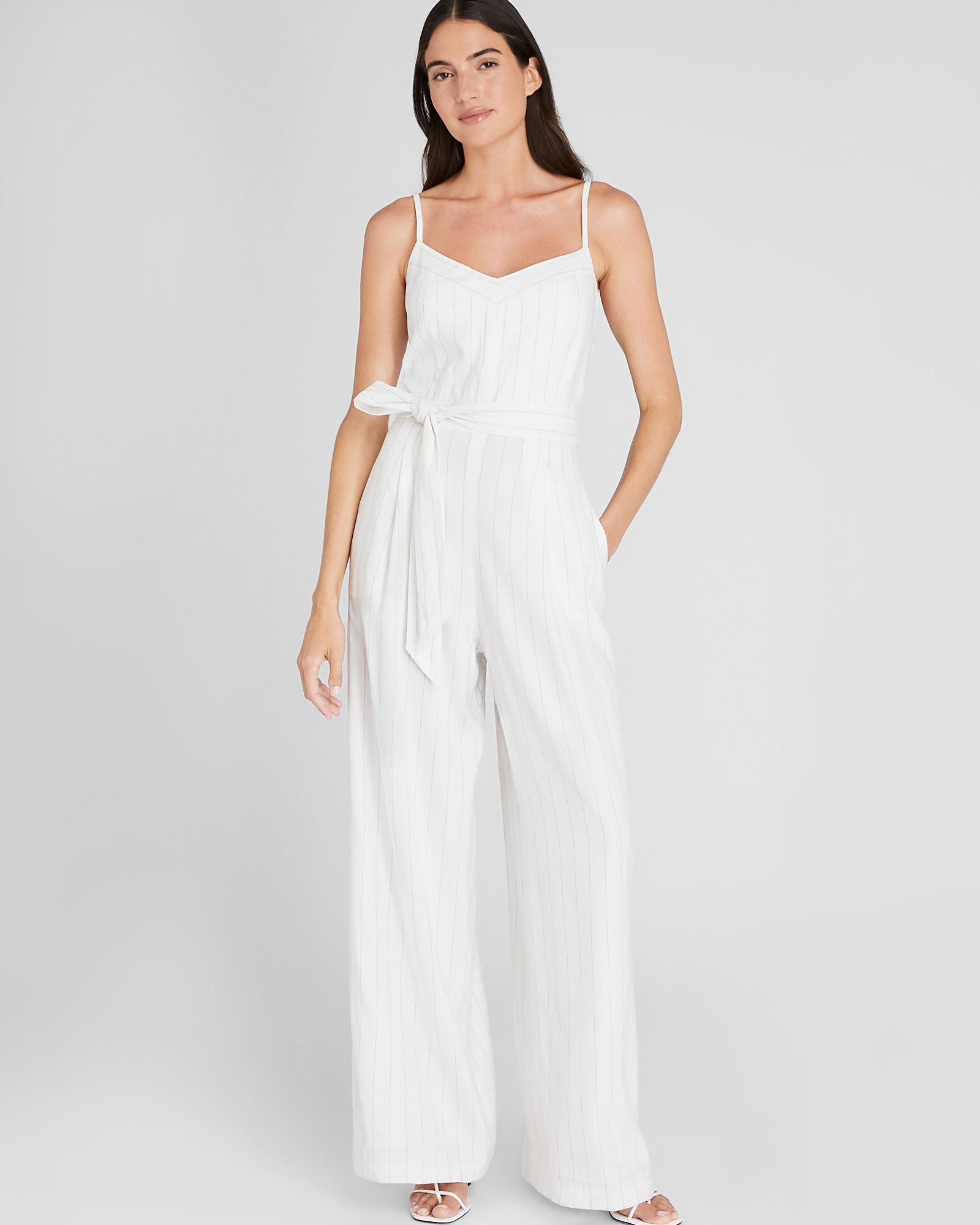 CLUB MONACO - Combinaison rayée en mélange de lin - Rayure Bleue