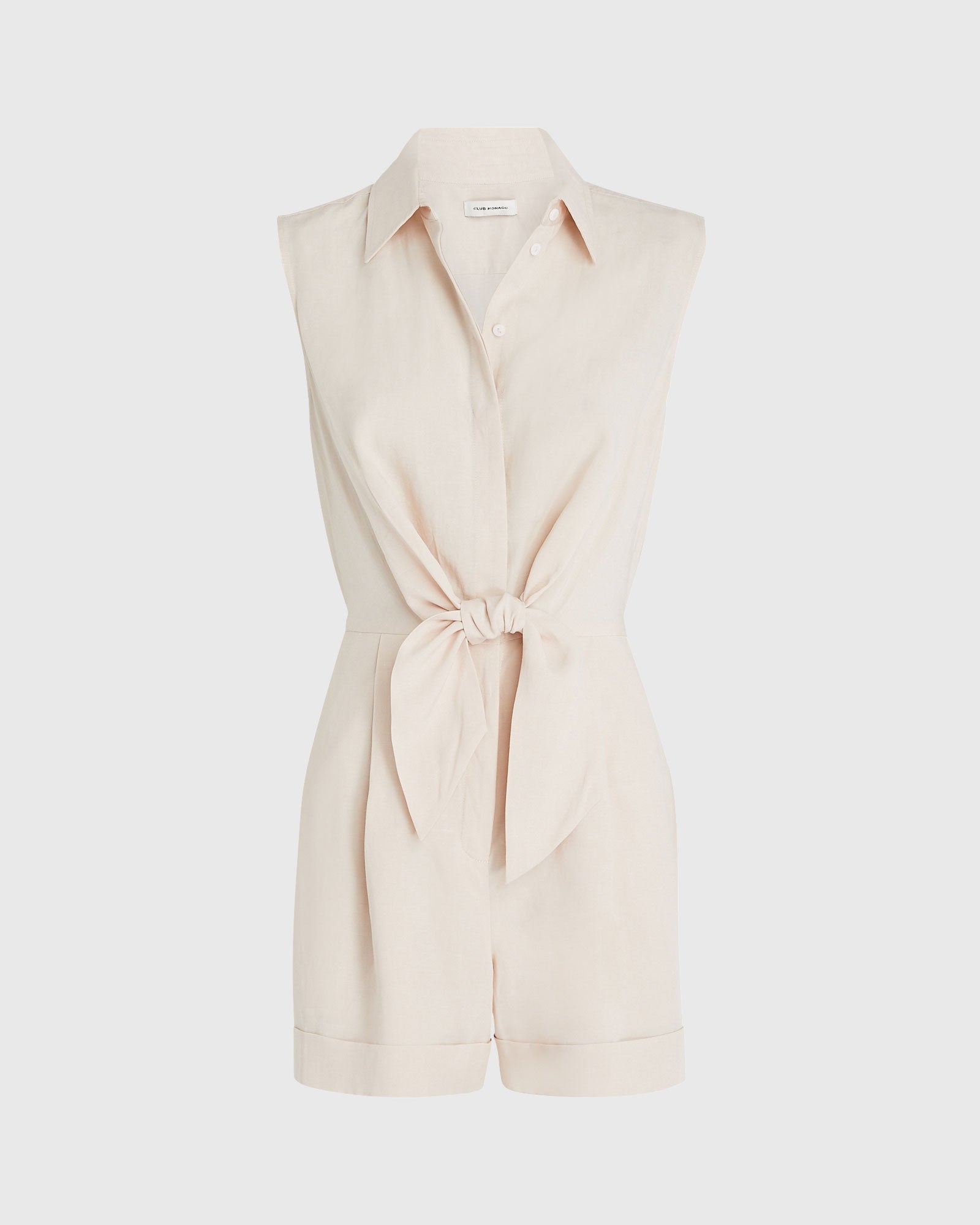 CLUB MONACO - Tie Front Shirt Romper - Soft Blush