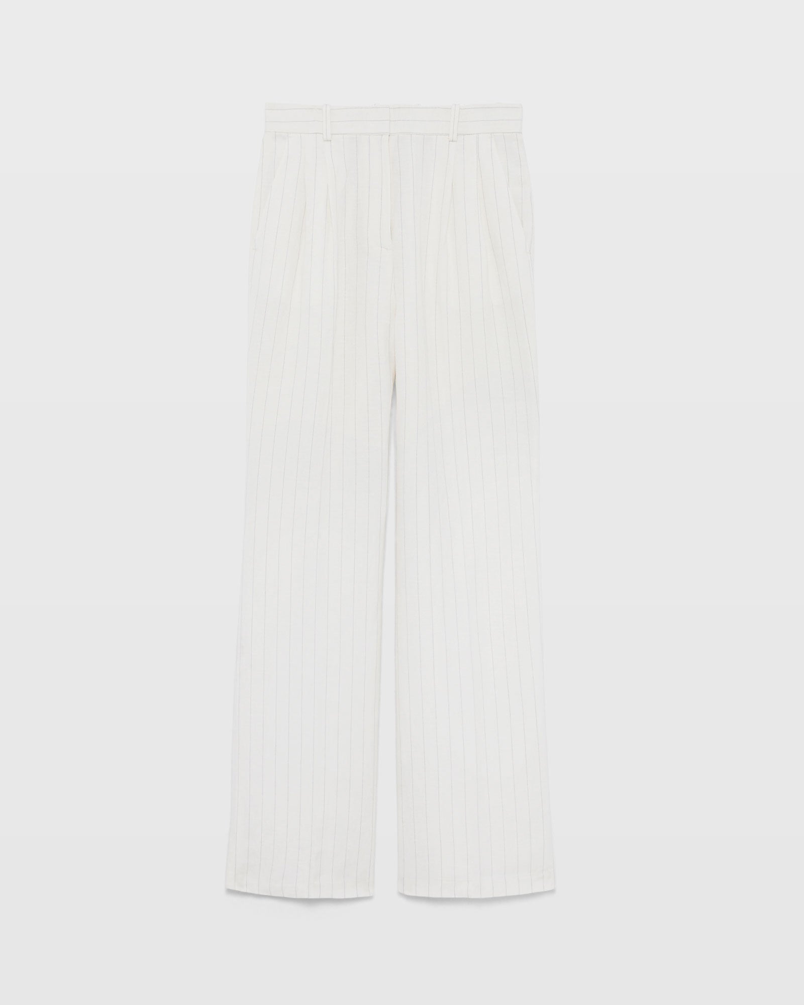 CLUB MONACO - Pinstripe Pleated Linen Blend Trouser - Ivory Mix
