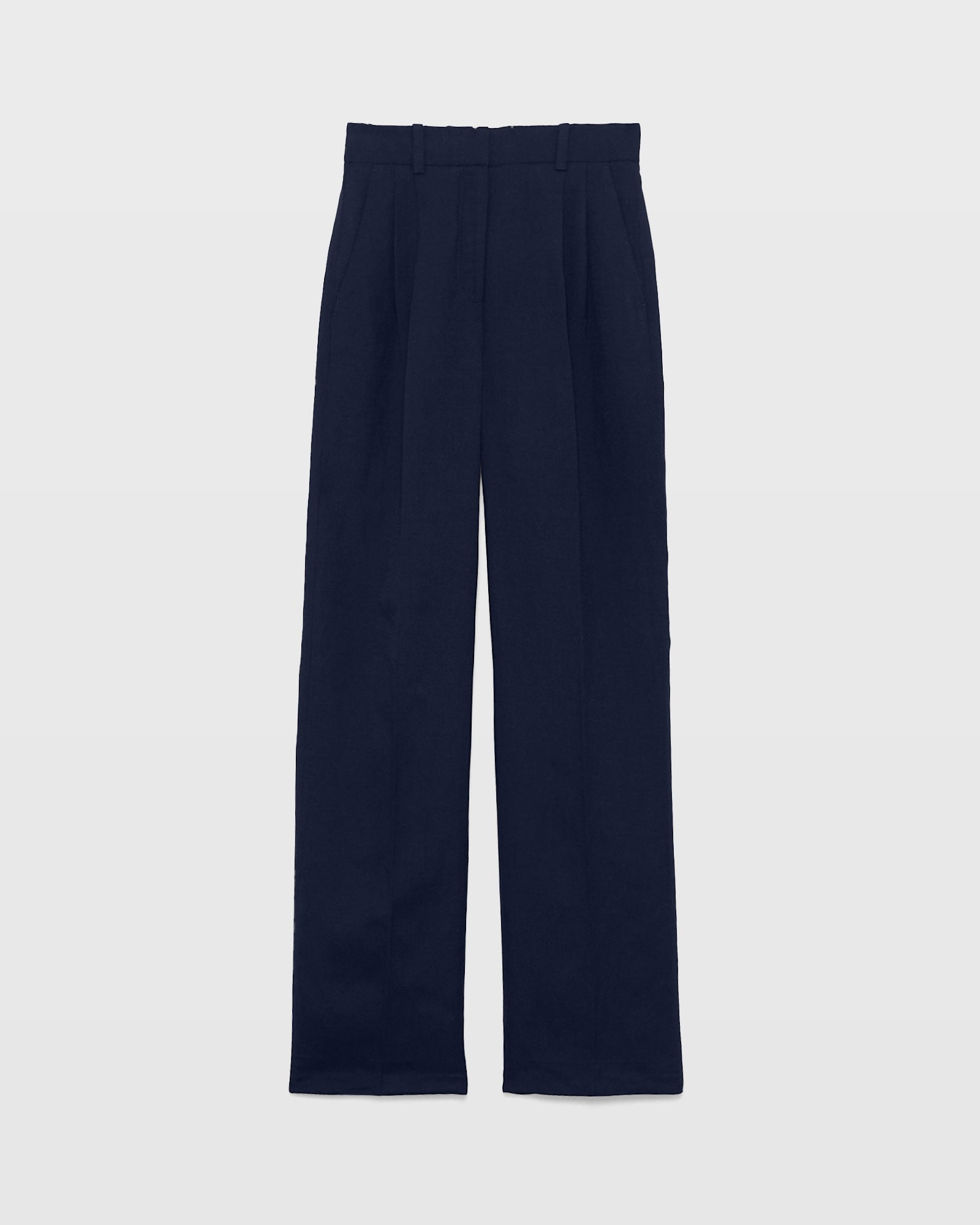CLUB MONACO - Pleated Linen Blend Trouser - Navy