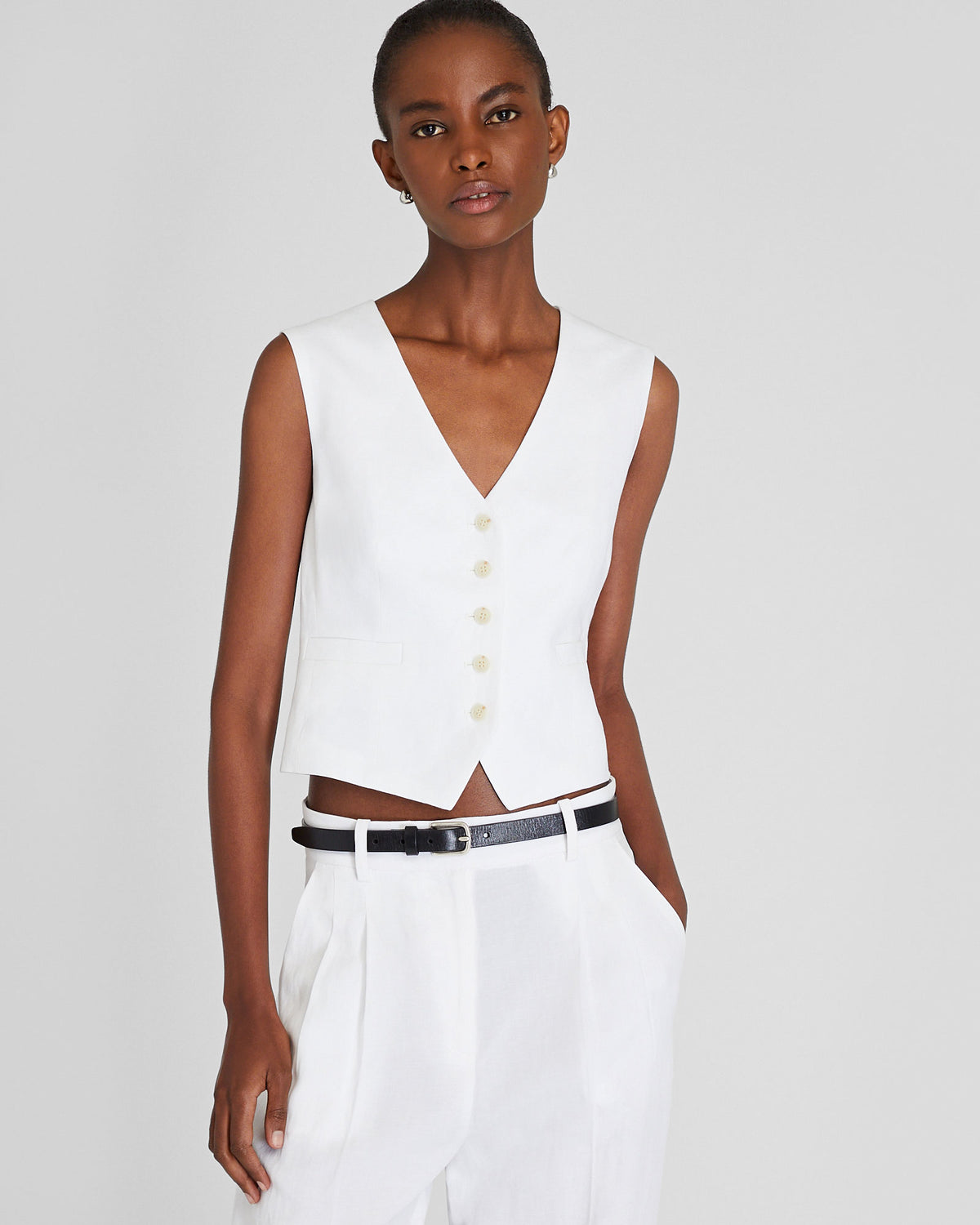 Club Monaco - Gilet en mélange de lin - Blanc Cassé