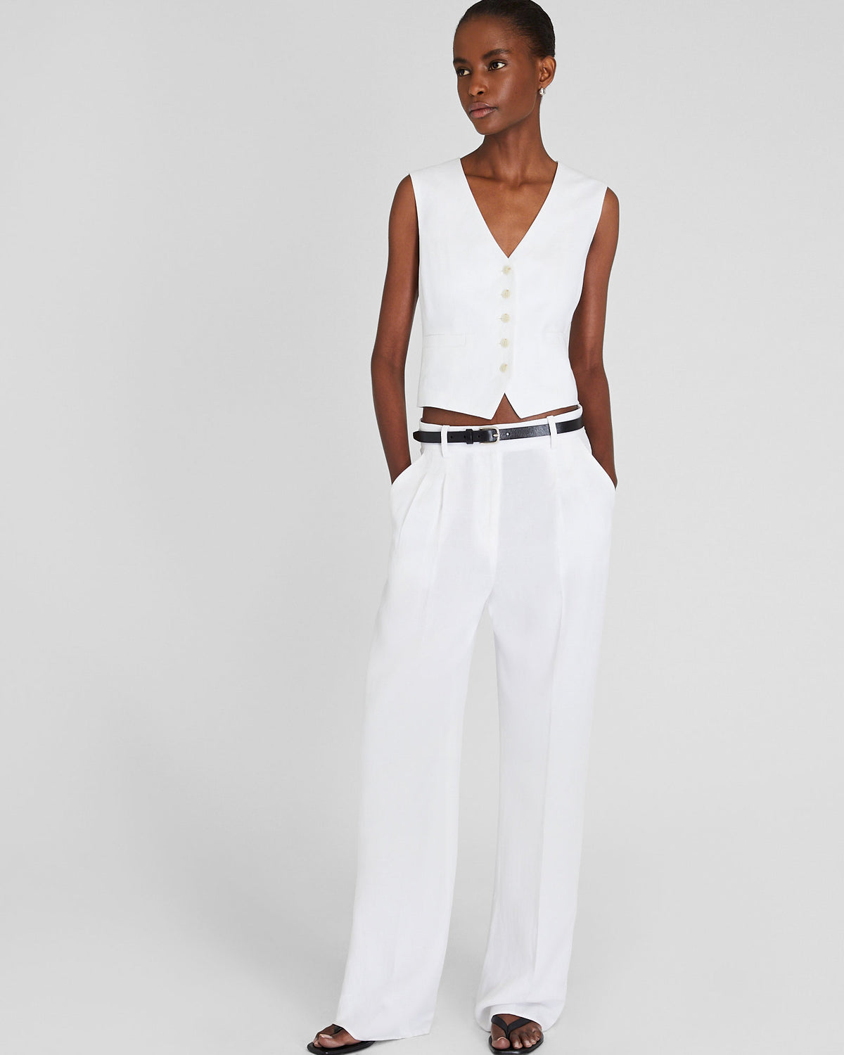 Club Monaco - Gilet en mélange de lin - Blanc Cassé