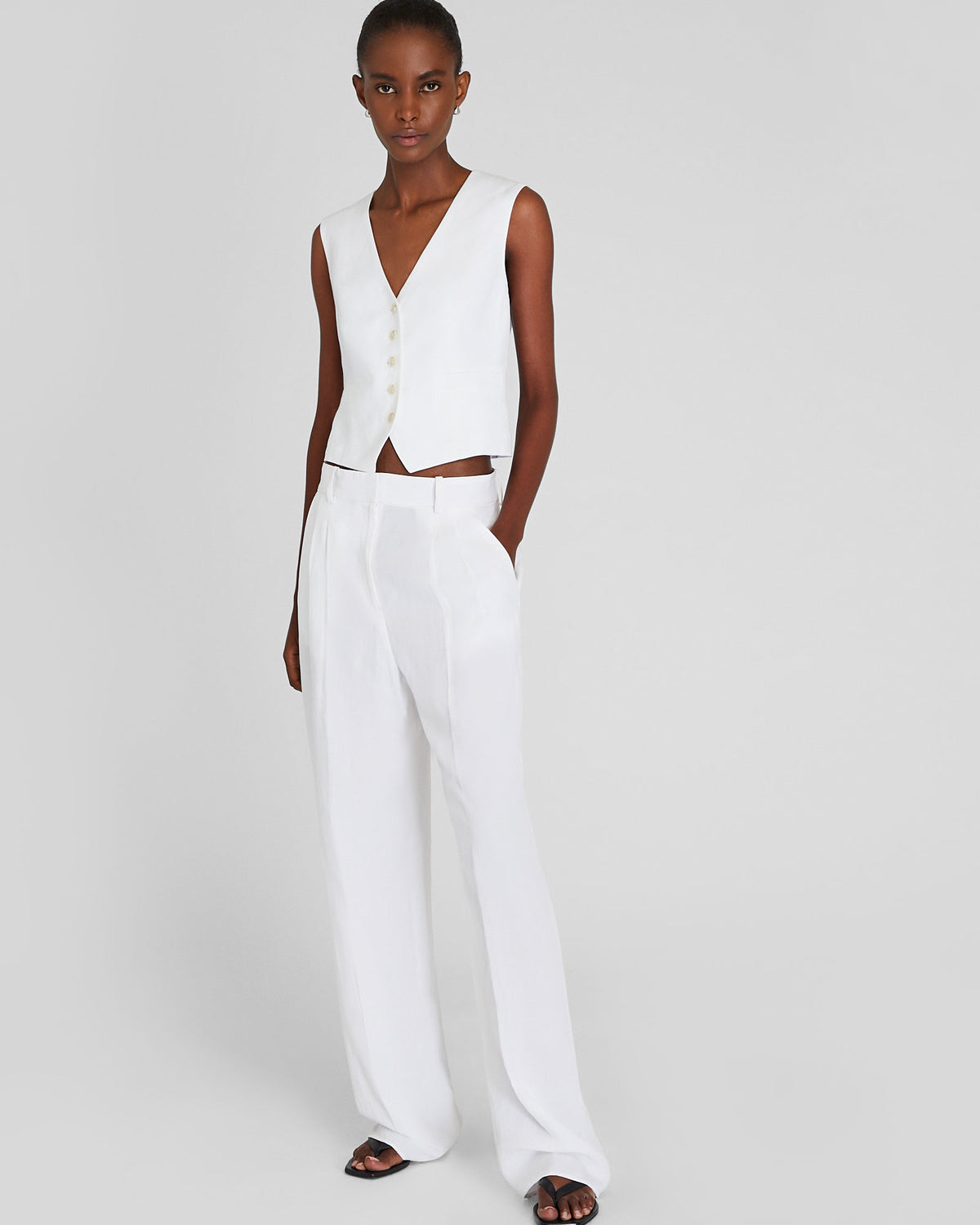 Club Monaco - Gilet en mélange de lin - Blanc Cassé