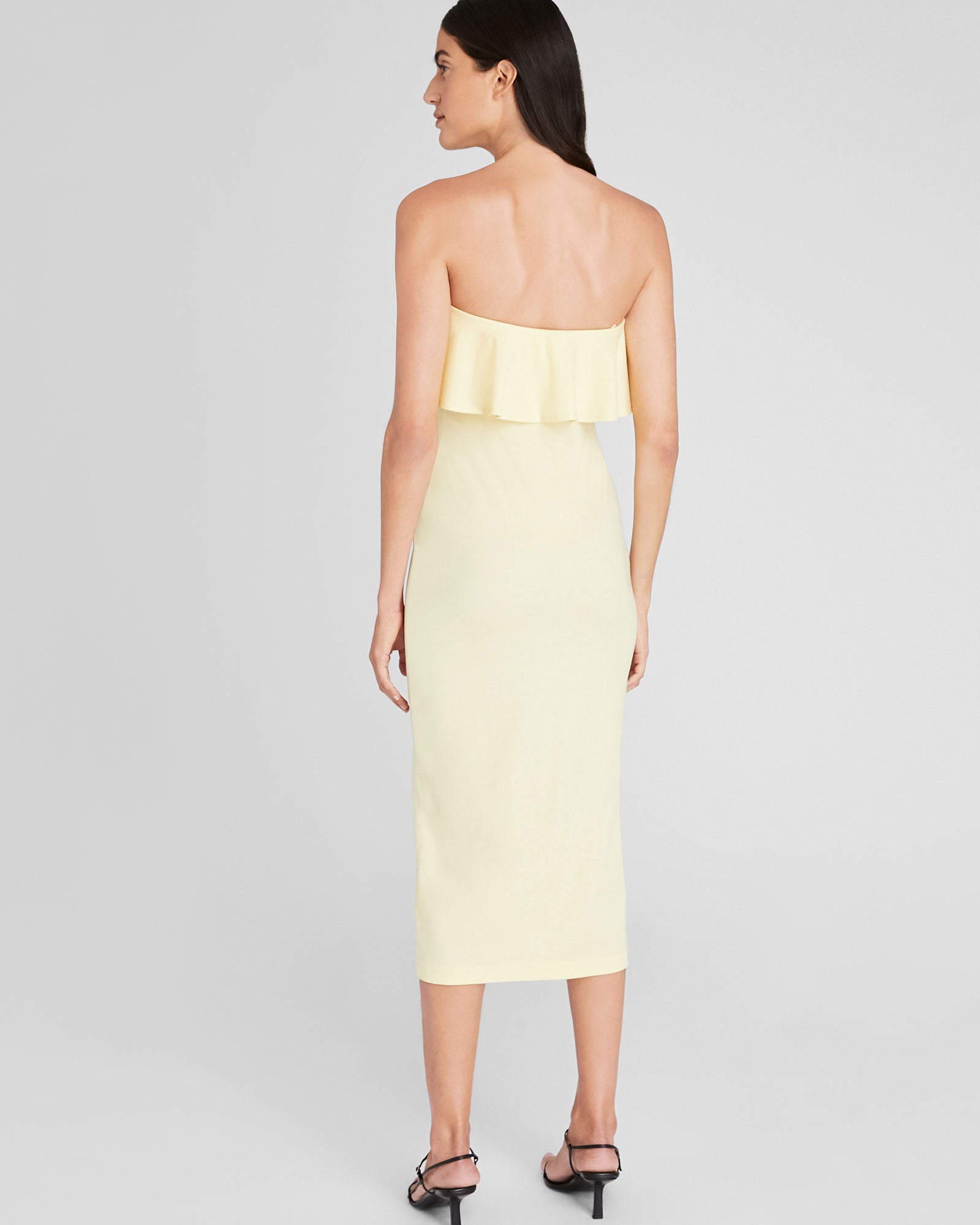 CLUB MONACO - Flounce Overlay Midi Dress - Light Yellow