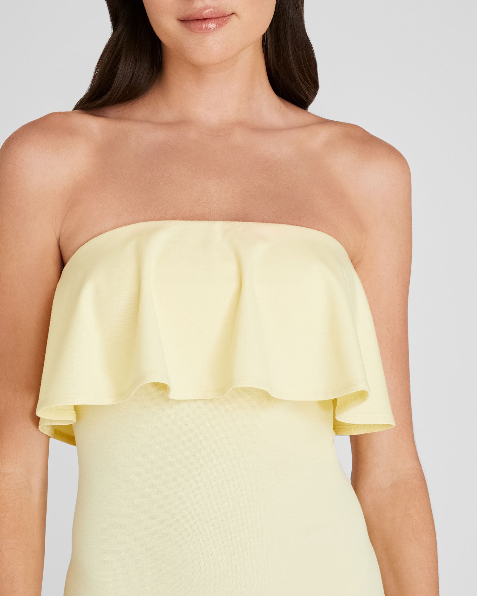 CLUB MONACO - Flounce Overlay Midi Dress - Light Yellow