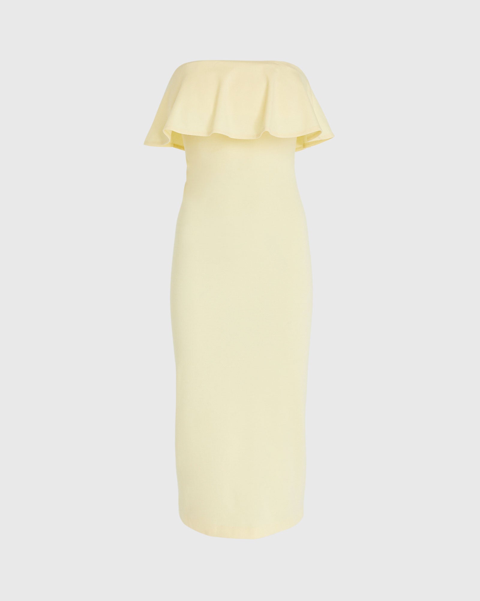 CLUB MONACO - Flounce Overlay Midi Dress - Light Yellow