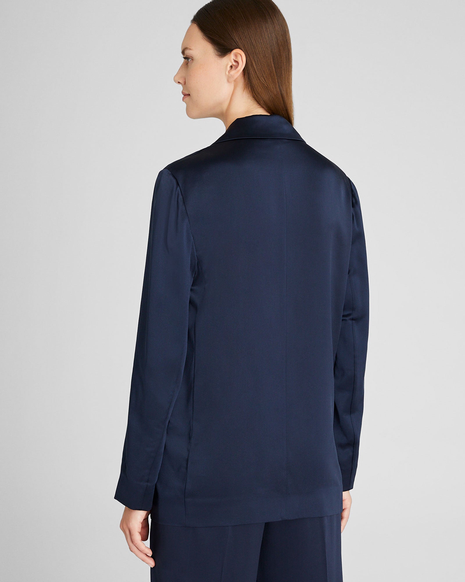 CLUB MONACO - Blazer décontracté en charmeuse de soie - Marine