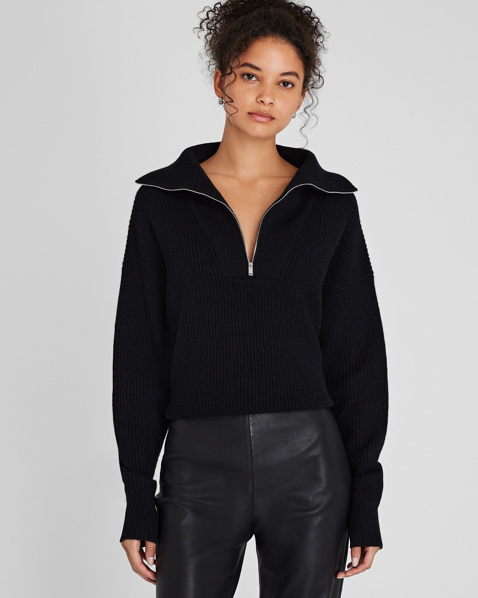 CLUB MONACO - Cashmere Quarter-Zip Sweater - Black