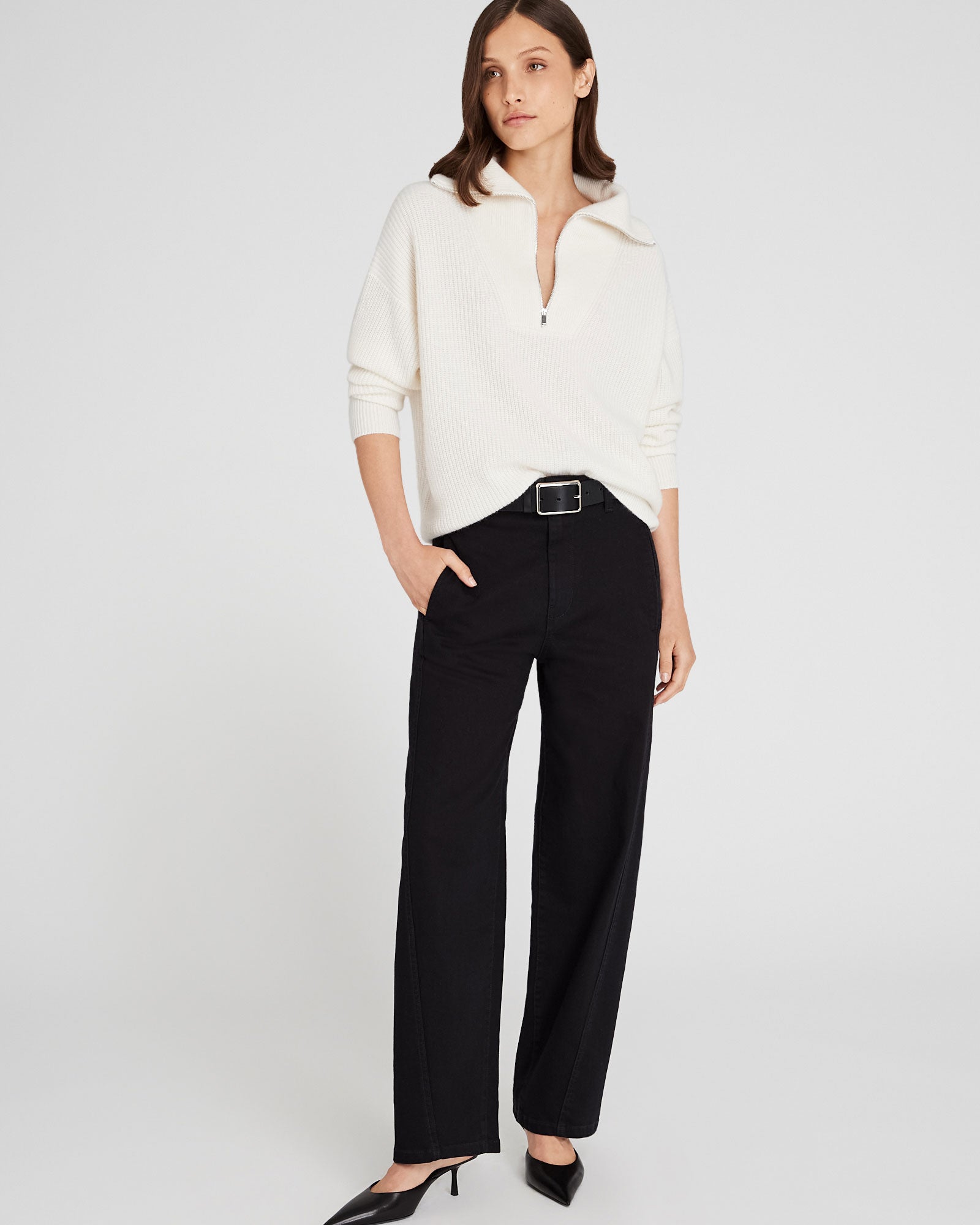 CLUB MONACO - Cashmere Quarter-Zip Sweater - Ivory