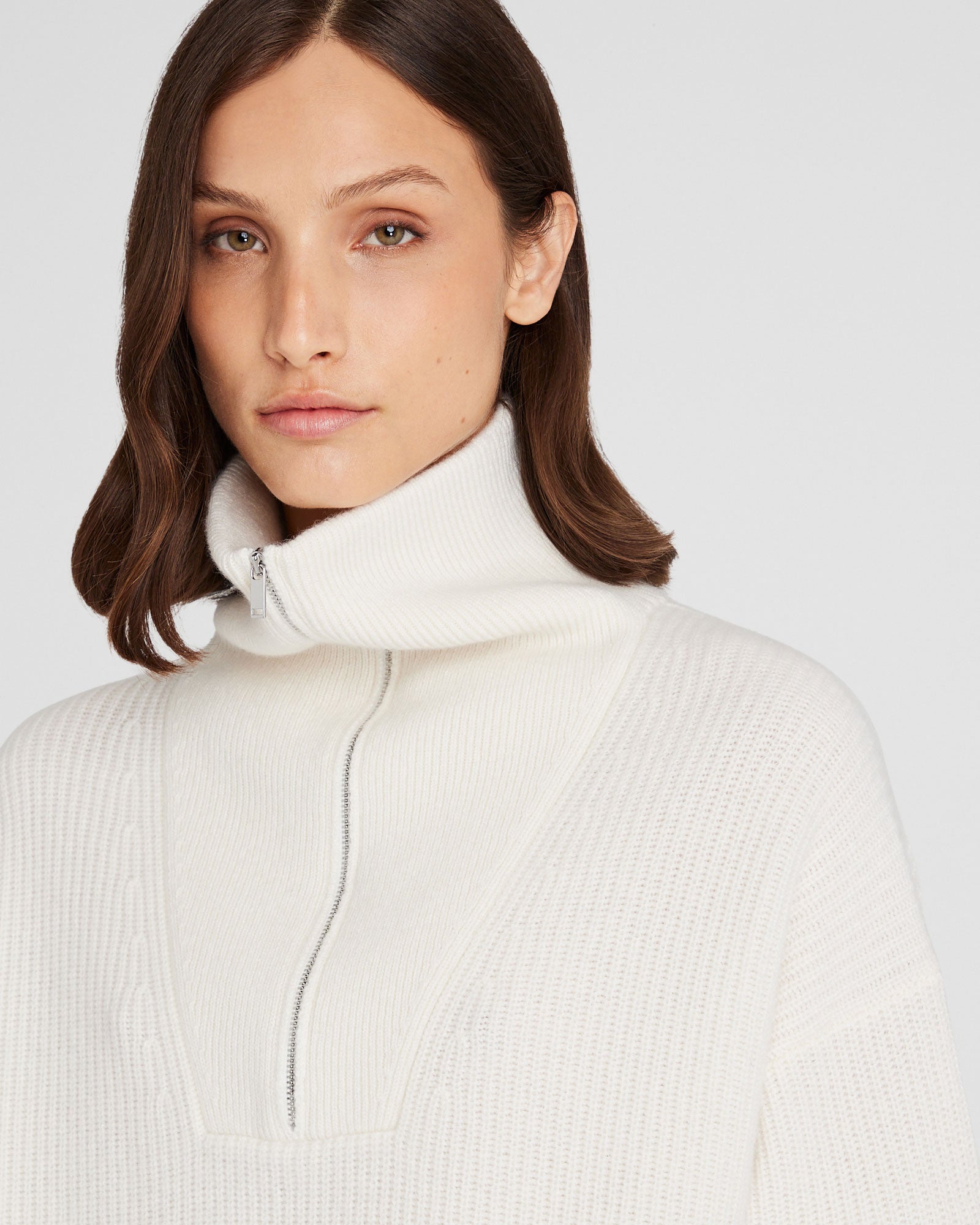 CLUB MONACO - Cashmere Quarter-Zip Sweater - Ivory