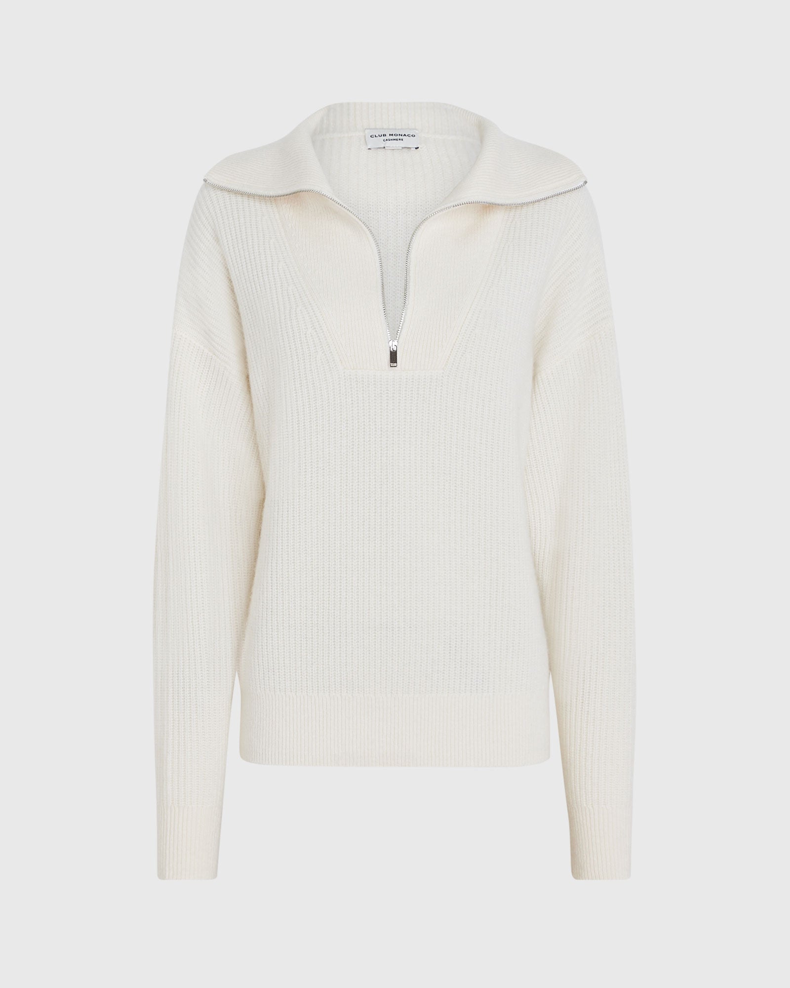 CLUB MONACO - Cashmere Quarter-Zip Sweater - Ivory