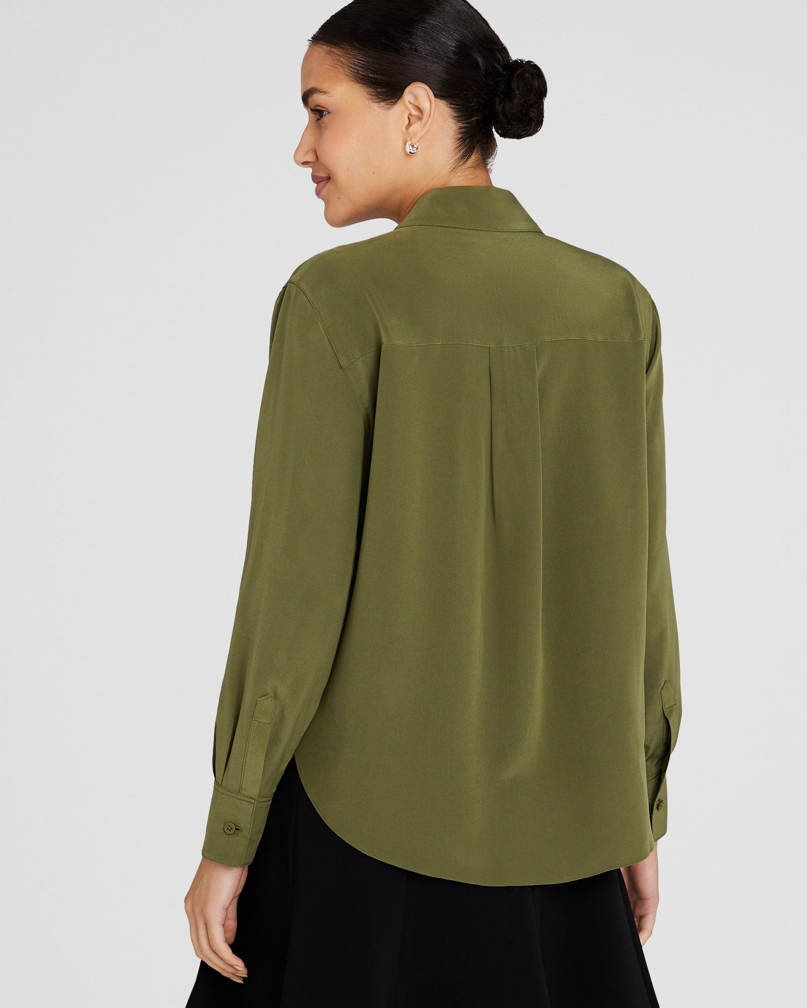 CLUB MONACO - Chemise utilitaire en soie - Olive terne