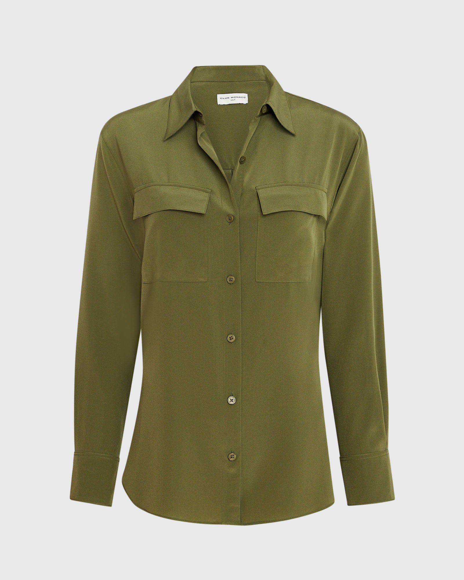 CLUB MONACO - Chemise utilitaire en soie - Olive terne