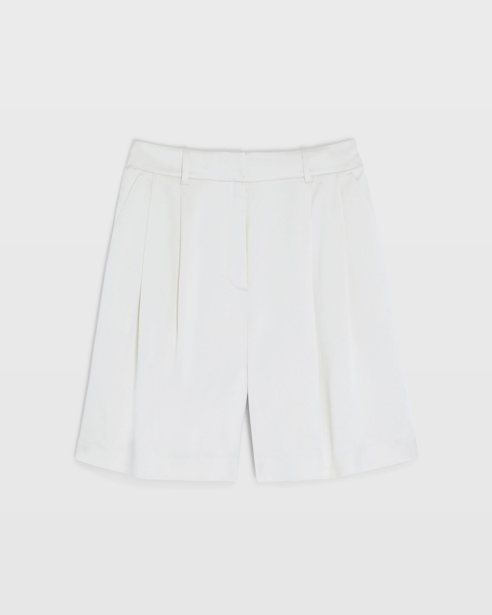 CLUB MONACO - Silk Charmeuse Pleated Short - Off White