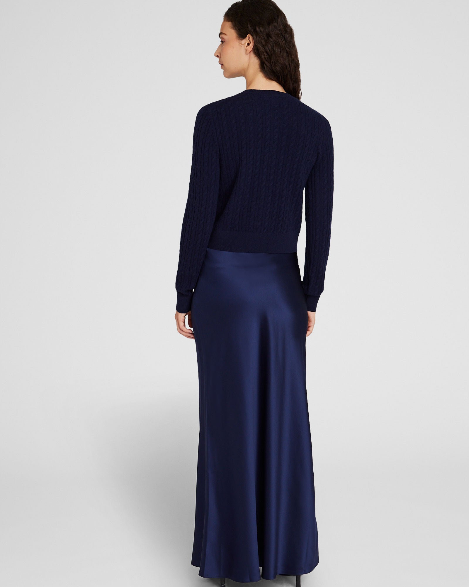 CLUB MONACO - Jupe maxi en charmeuse de soie - Marine