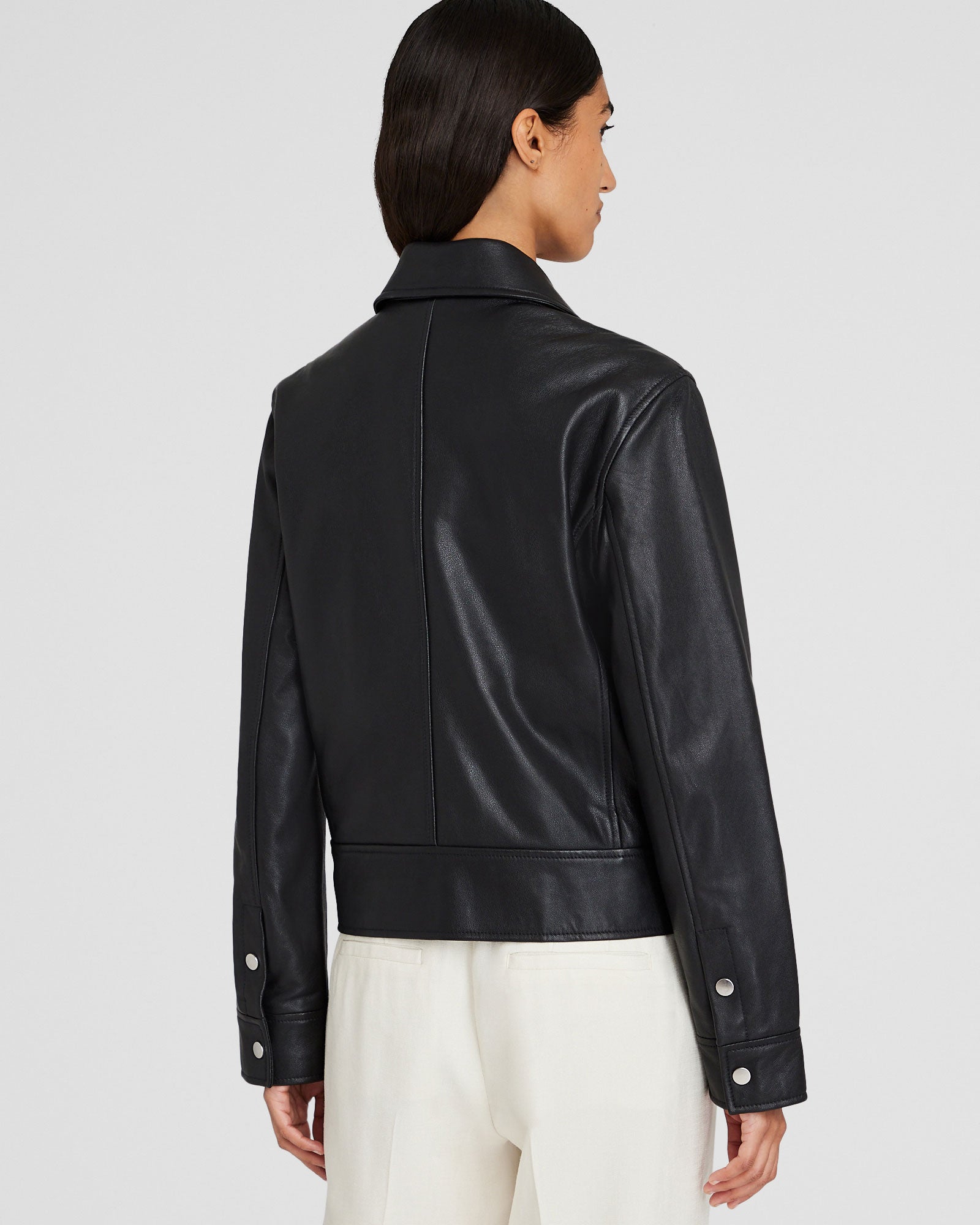CLUB MONACO - Zip-Front Leather Jacket - Black
