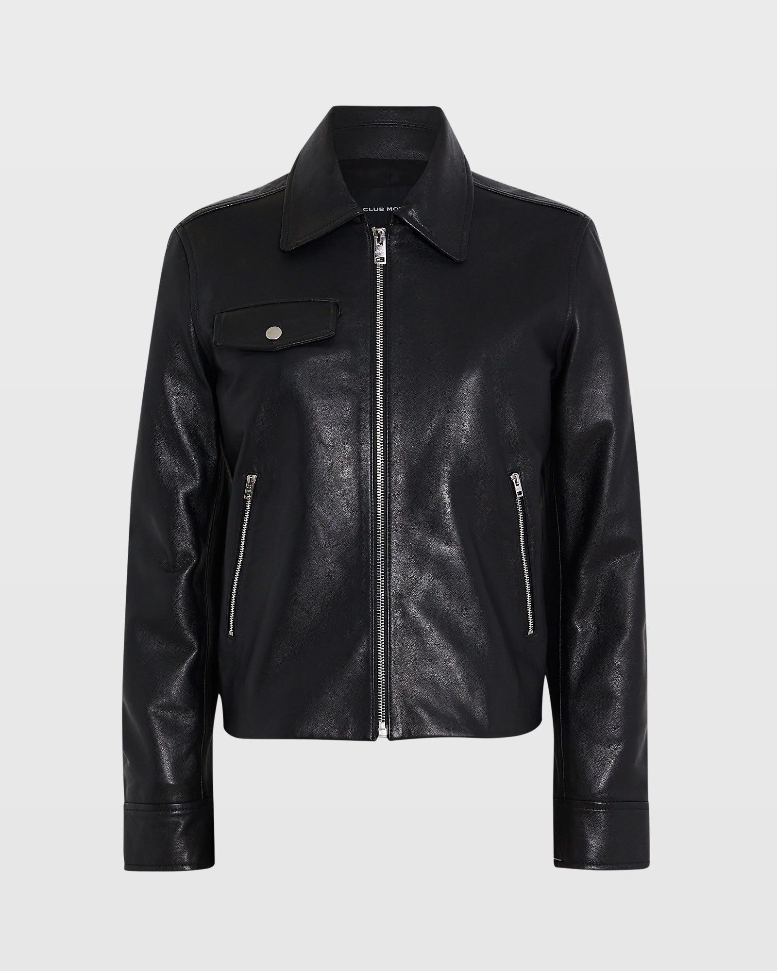 CLUB MONACO - Zip-Front Leather Jacket - Black