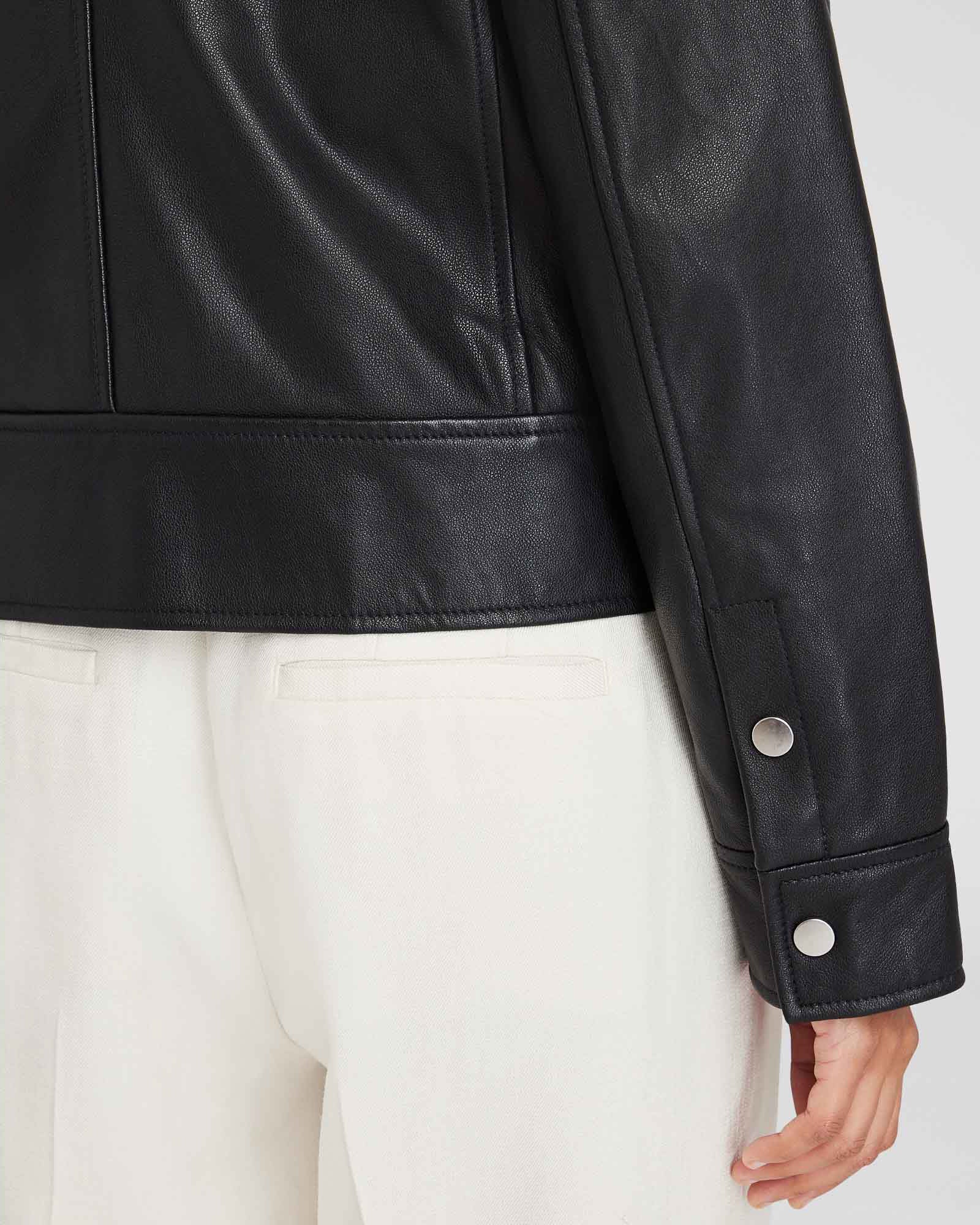 CLUB MONACO - Zip-Front Leather Jacket - Black
