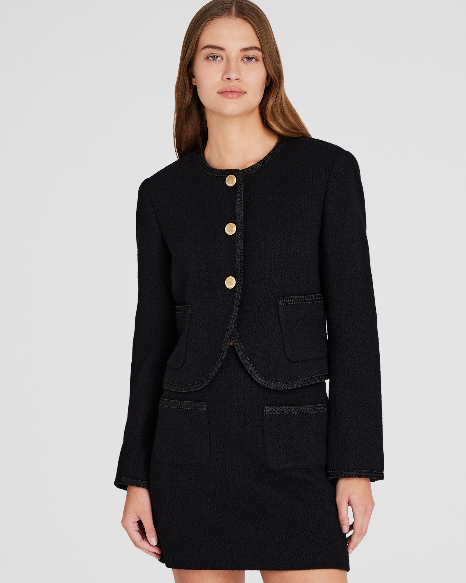 CLUB MONACO - Tweed Cutaway Jacket - Black