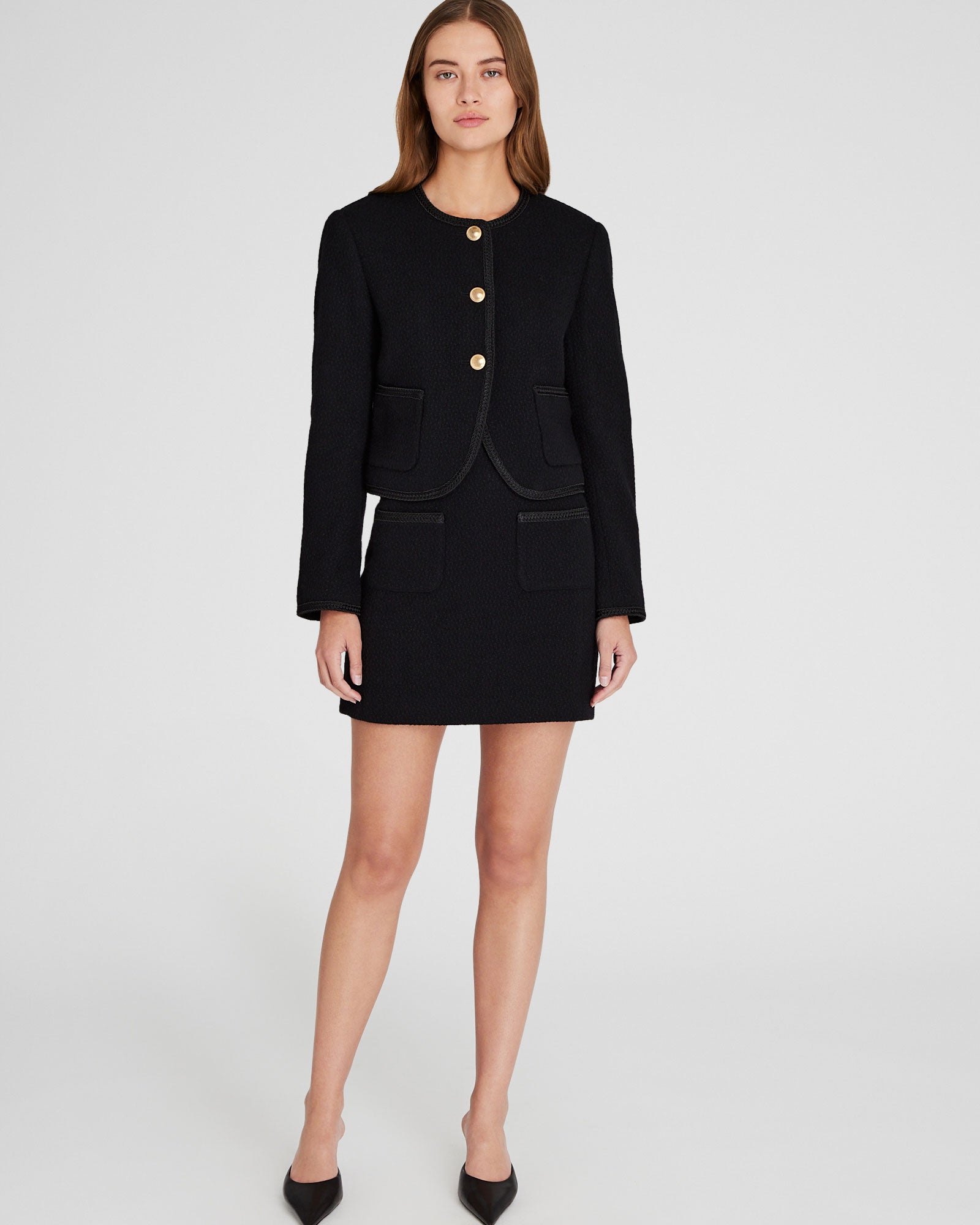 CLUB MONACO - Tweed Cutaway Jacket - Black