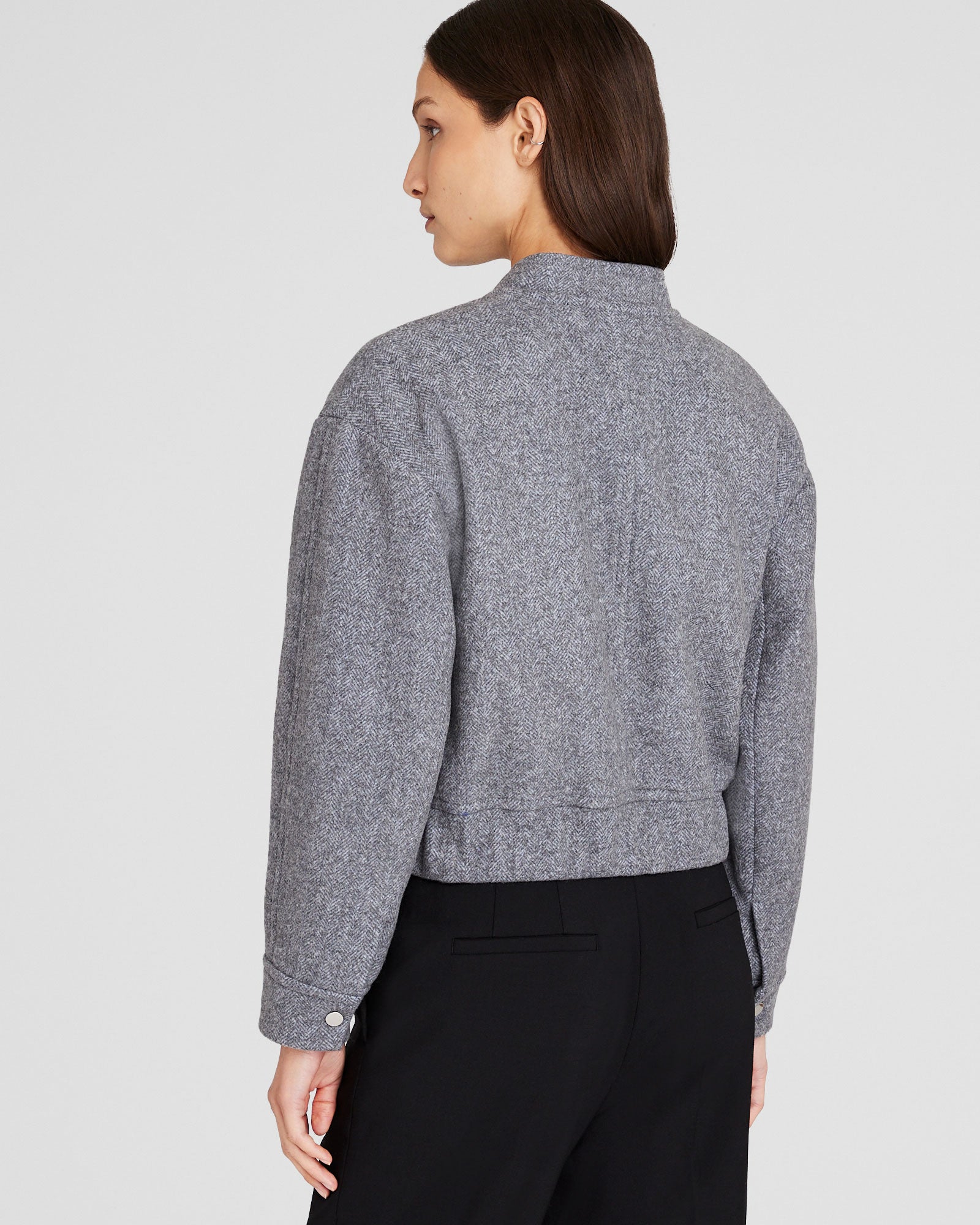 CLUB MONACO - Bomber en laine - Gris Chiné Moyen