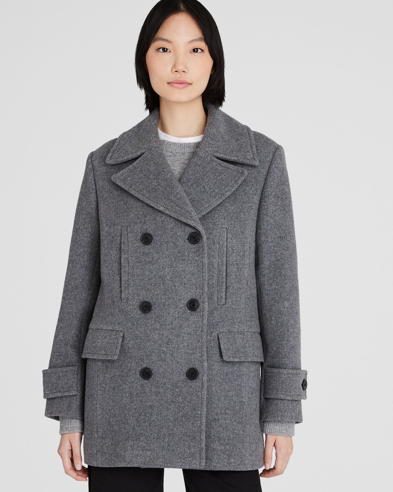 CLUB MONACO - Caban classique - Gris Chiné Moyen
