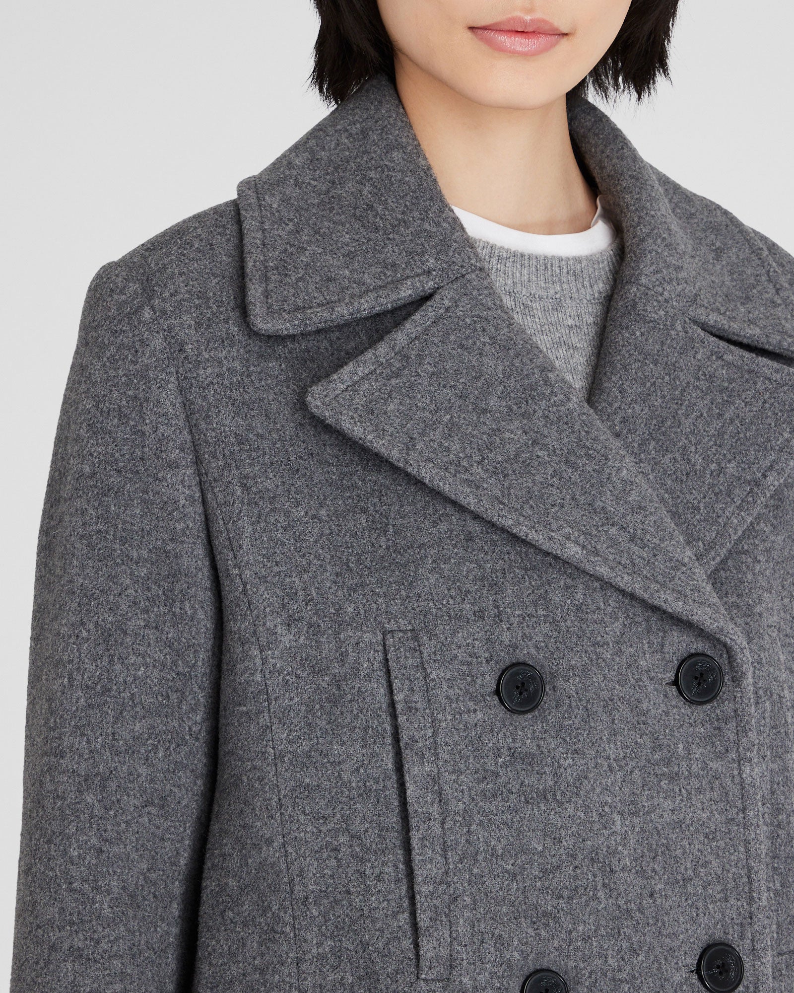 CLUB MONACO - Caban classique - Gris Chiné Moyen