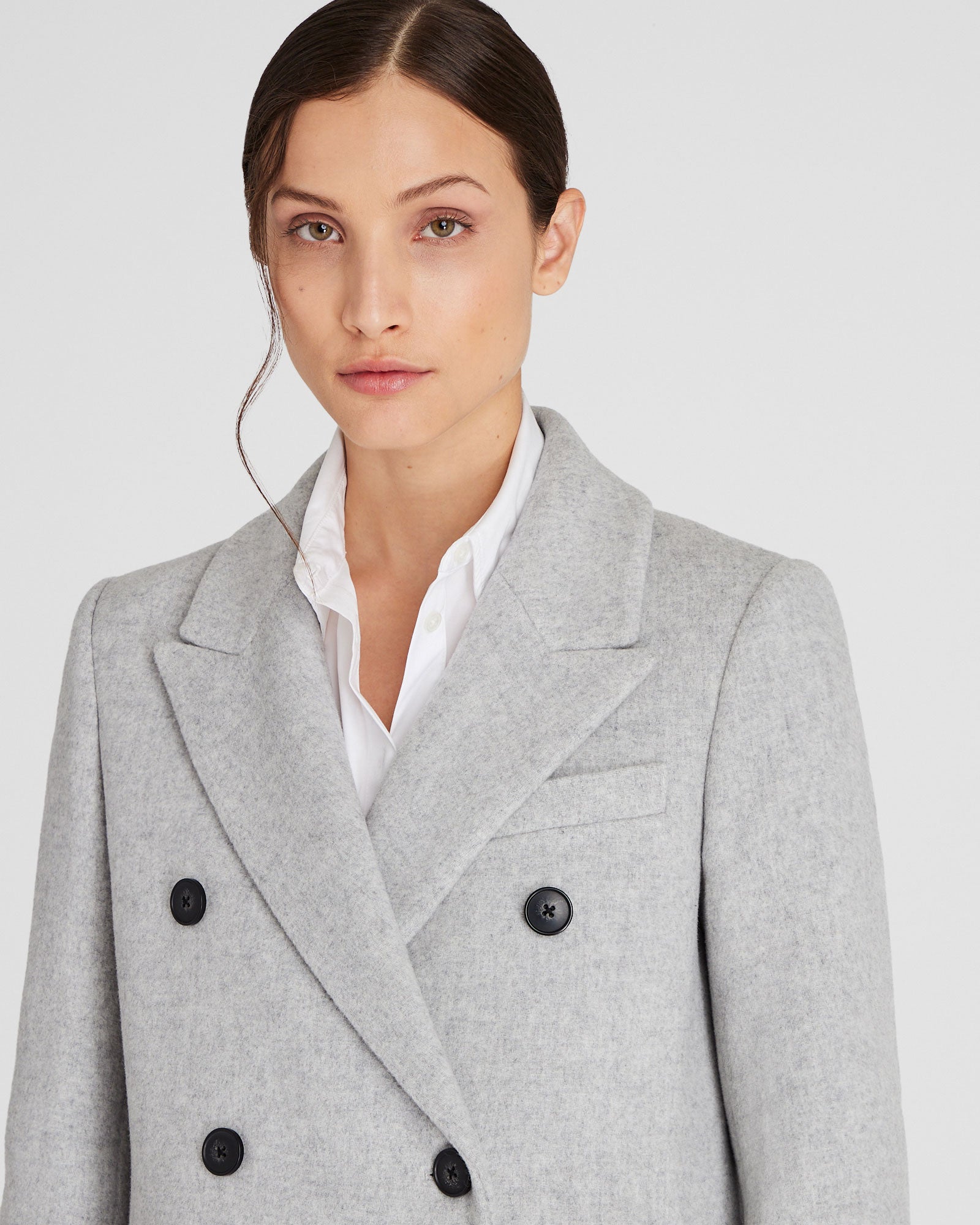 CLUB MONACO - Manteau double boutonnage à revers - Gris Chiné Moyen