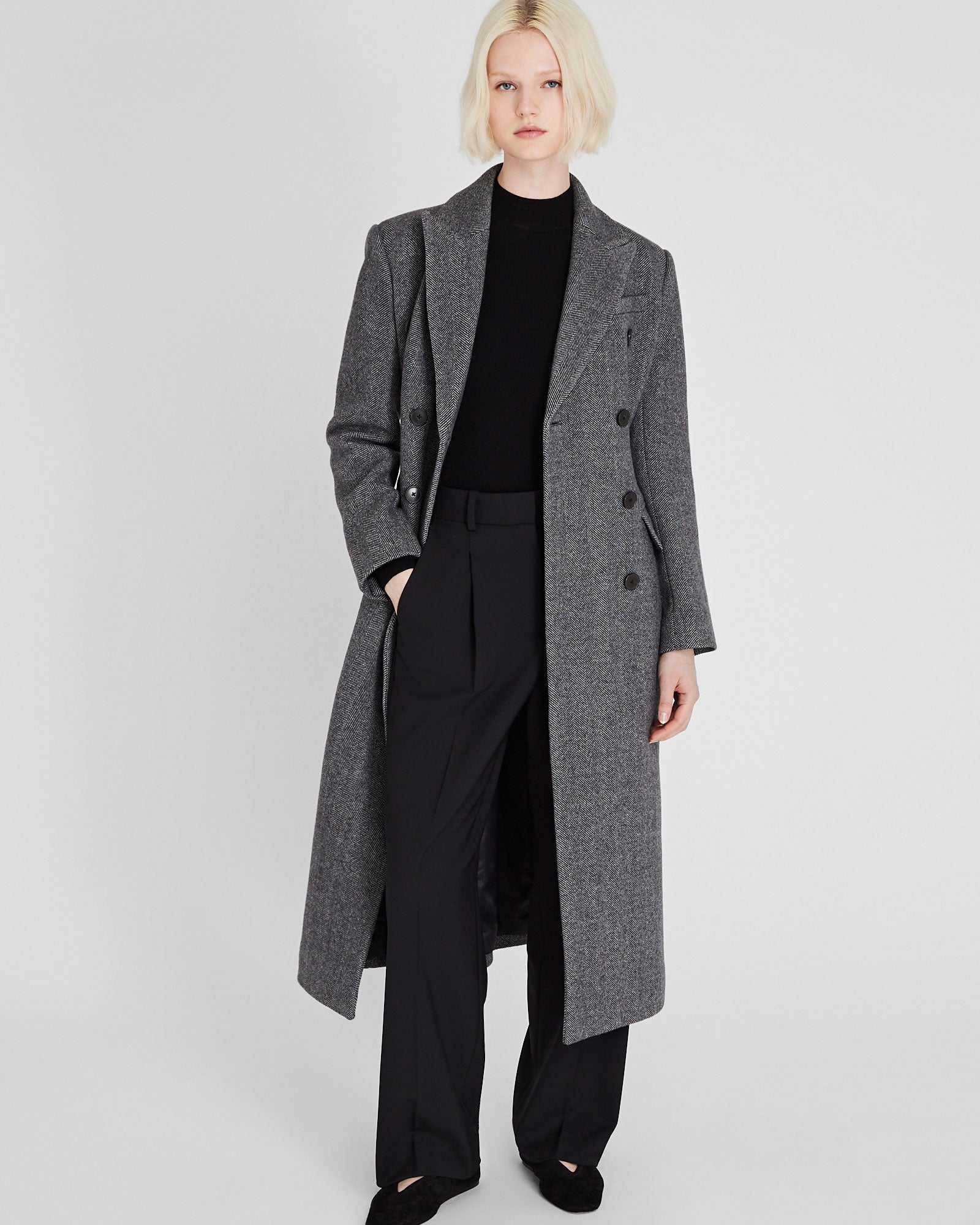 CLUB MONACO - Manteau en sergé à chevron - Anthracite