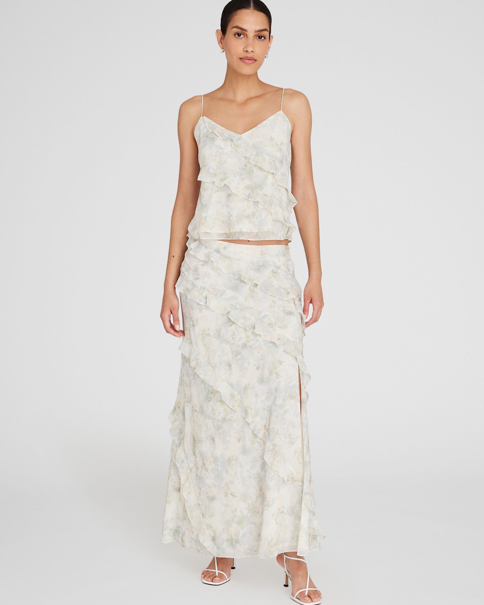 CLUB MONACO - Ruffle Detail Maxi Skirt - Cream Base