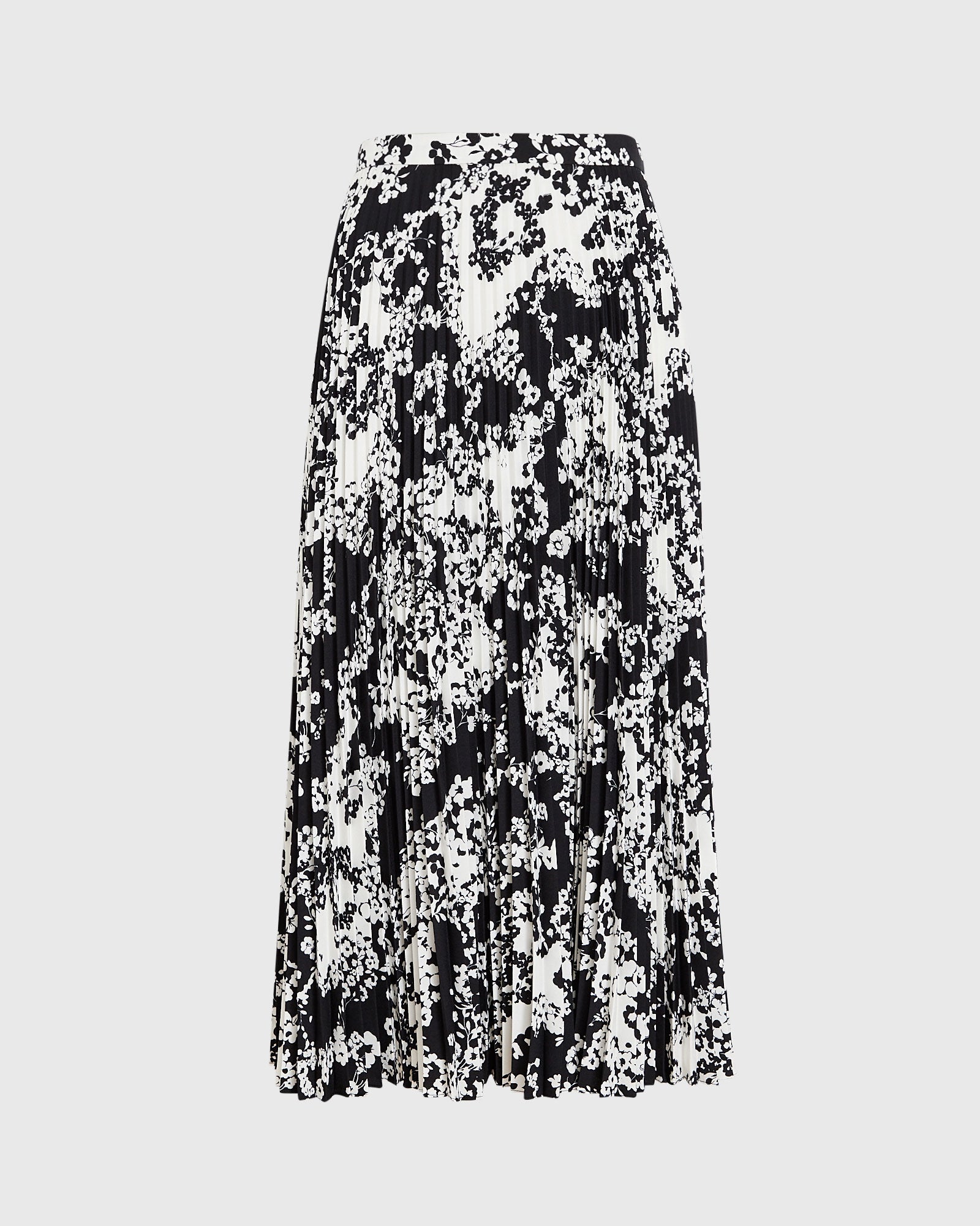 CLUB MONACO - Floral Print Pleated Midi Skirt - Black