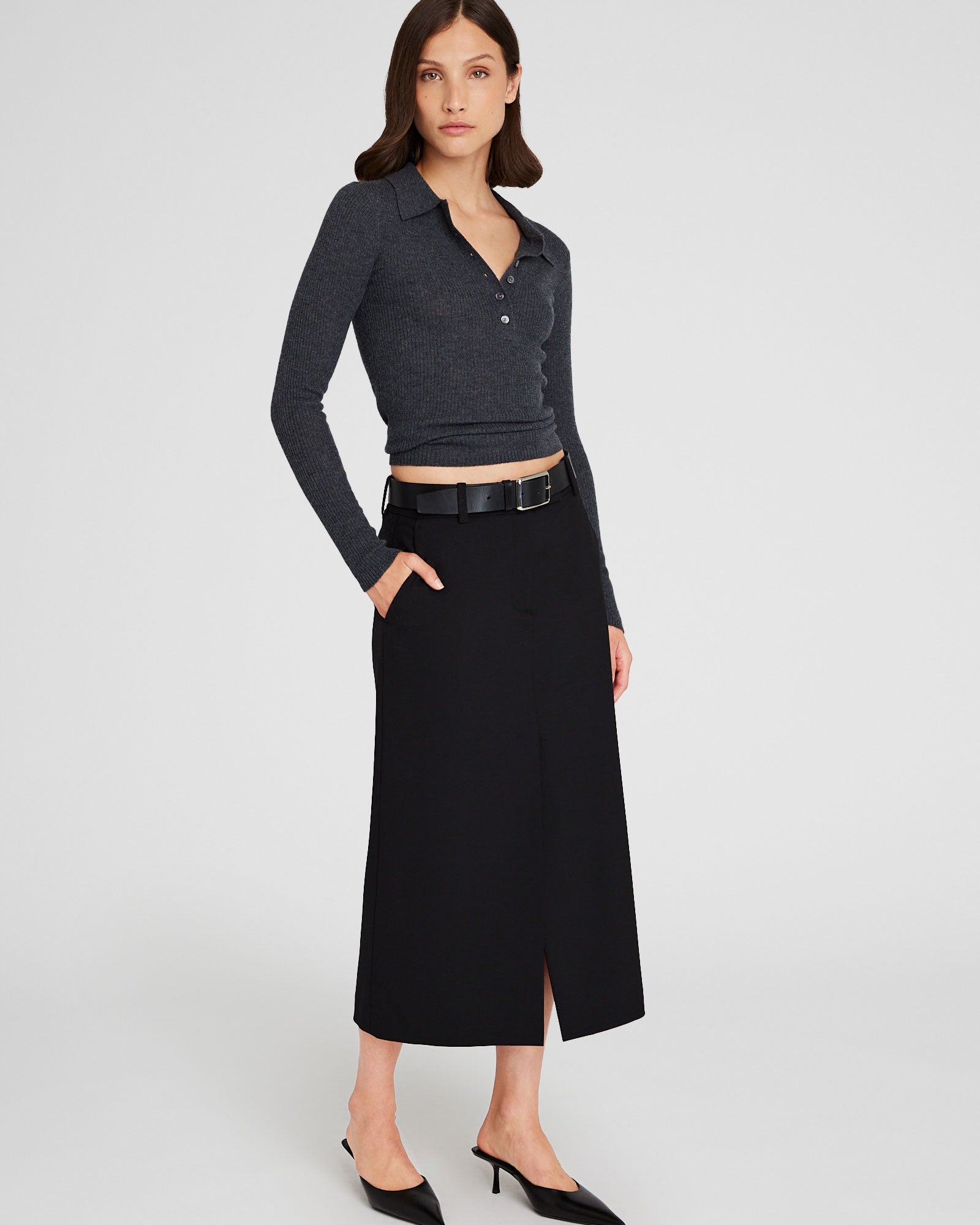 CLUB MONACO - Jupe midi façon pantalon - Noir